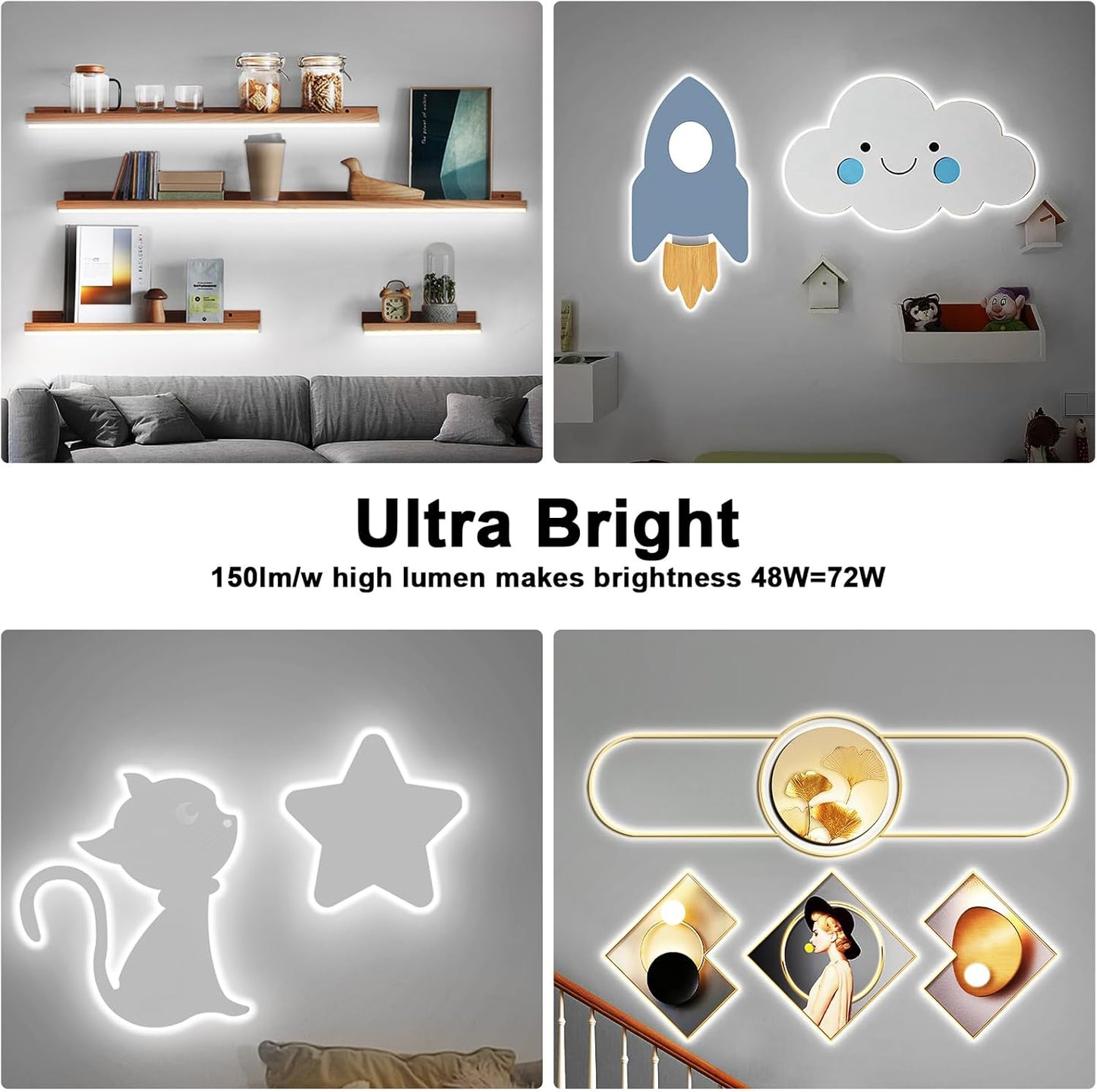 32.8ft 6500K White COB Led Strip Light with RF Remote, Dimmable Ultra Bright Daylight White COB Light Strip, Indoor Led Lights for Kitchen, Bedroom, Cabinet, 2 Rolls of 16.4ft