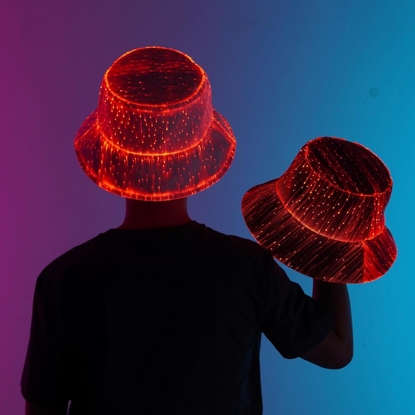LED Rave Bucket Hat Light up Fisherman Cap 7 Colors Glow in the Dark Party Hats USB Rechargeable EDM Festival Gear
