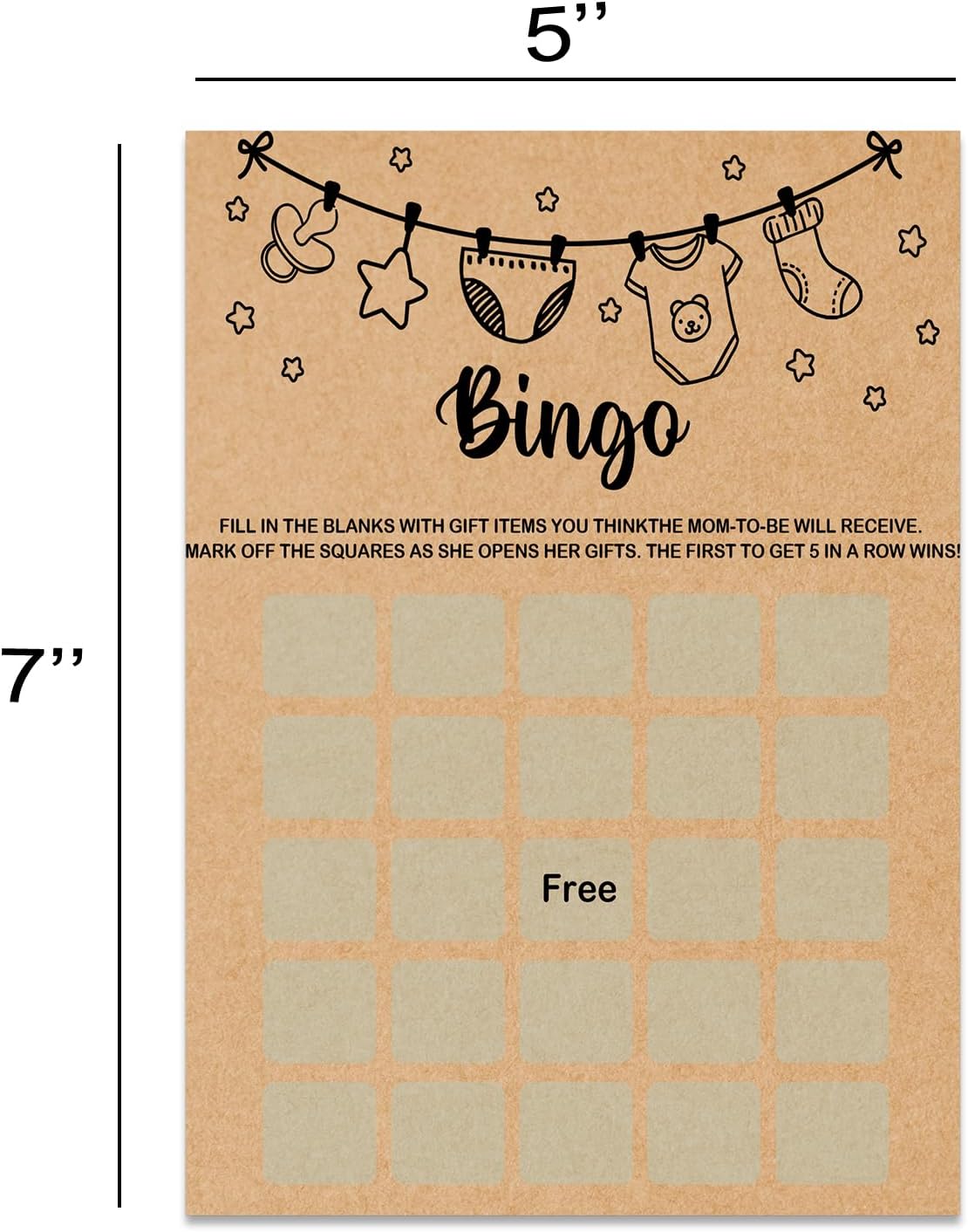 Baby Shower Game, Baby Bingo Game Cards, Baby Shower Party Games Supplies & Activities, Party Activities Ideas Supplies, Baby Shower Ideas, 30 Game Cards Included, Kraft