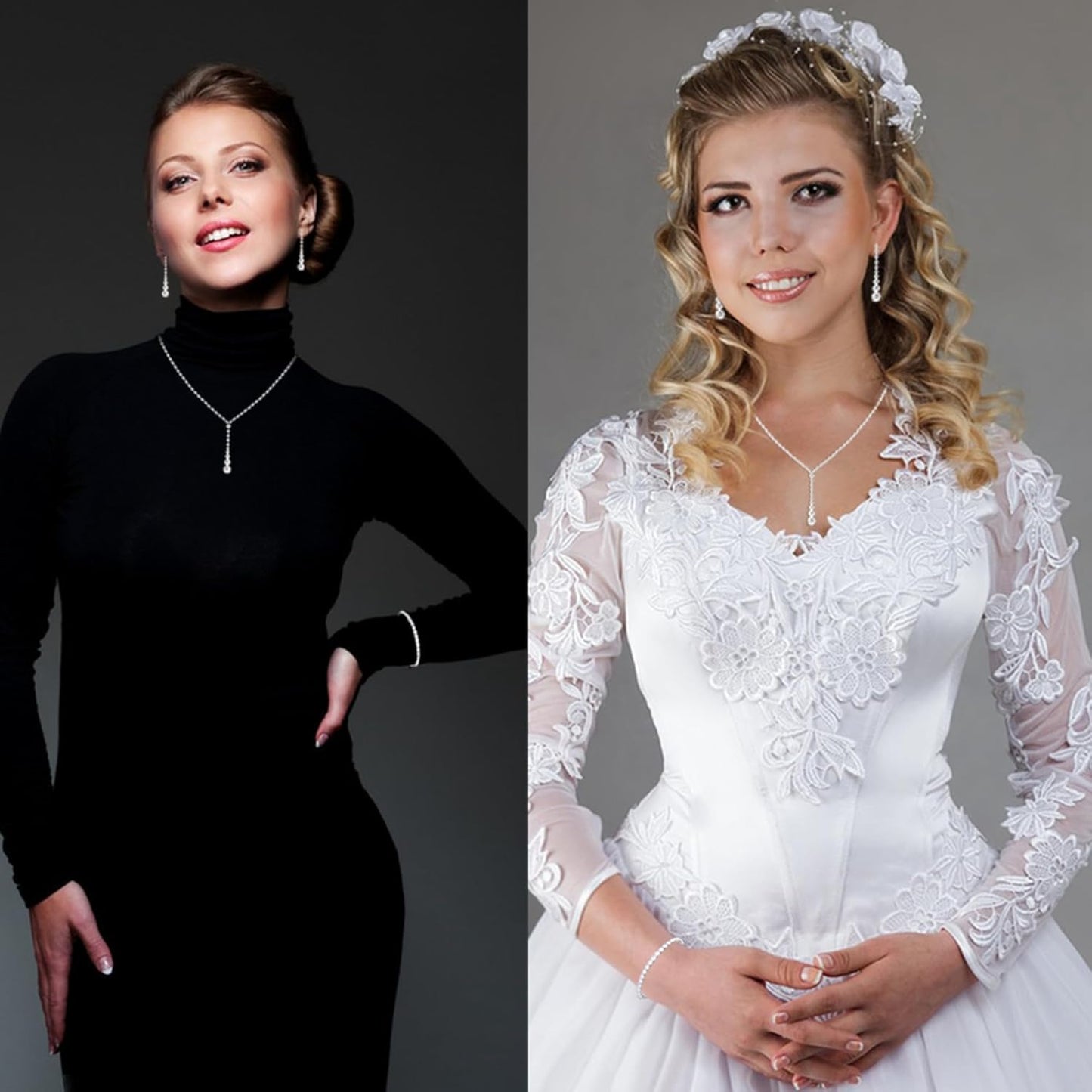 GZWHD Wedding Jewelry Sets for Bride Bridesmaid Women Cubic Zirconia Necklace Earrings Bracelet Set Gift for Mother Friend Wife Daughter Sister Party Prom Jewelry