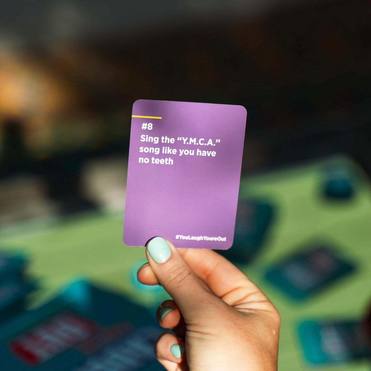 DSS Games You Laugh You're Out [Try Not to Laugh Family Card Game for Adults & Teens | White Elephant Gift for Adults | 125 Prompt Fun Cards for Family Game Nights, Thanksgiving, & Parties Ages 14+]