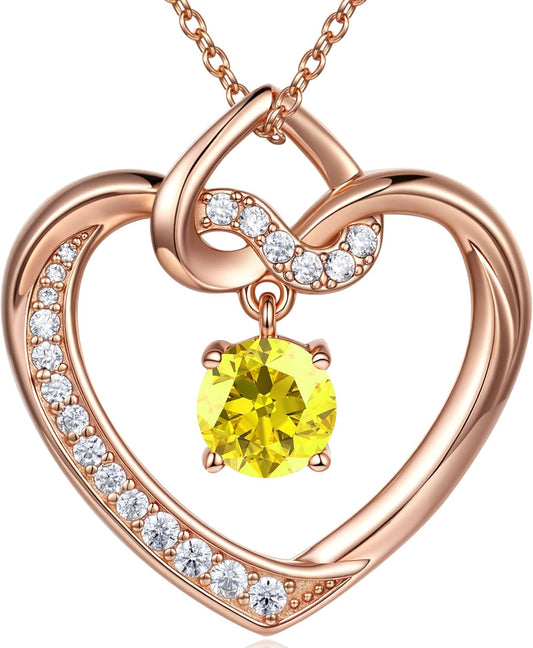 Heart Birthstone Necklaces Gifts for Women Wife, Jewelry for Women Wedding Anniversary Birthday Gifts for Wife Girlfriend Mom Christmas Valentines Gifts S925 Sterling Silver