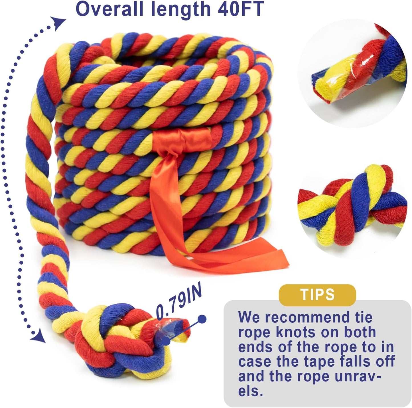 Tug of War Rope for Kids and Adults,20/40/60FT Tug a War Rope for Outdoor Games Field Day Family Reunion Birthday Party Games, Summer Outside Yard Backyard Lawn Picnic Games, Team Building Games