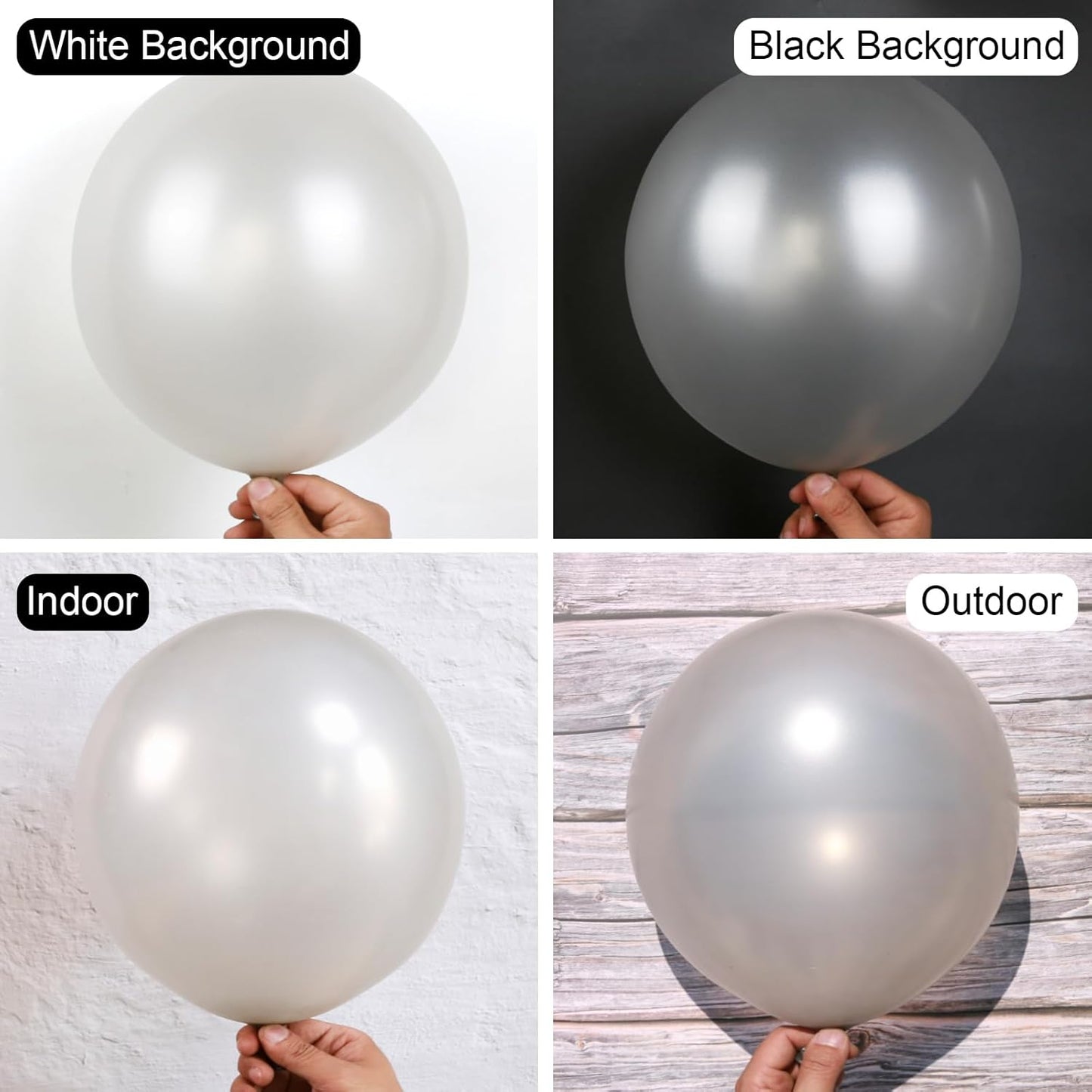 Pearl Silver Balloons, 150 pcs Different Sizes Pack of 18 Inch 12 Inch 10 Inch 5 Inch Shimmery Silver Balloons for Balloon Garland Balloon Arch as Birthday Party Wedding Decorations