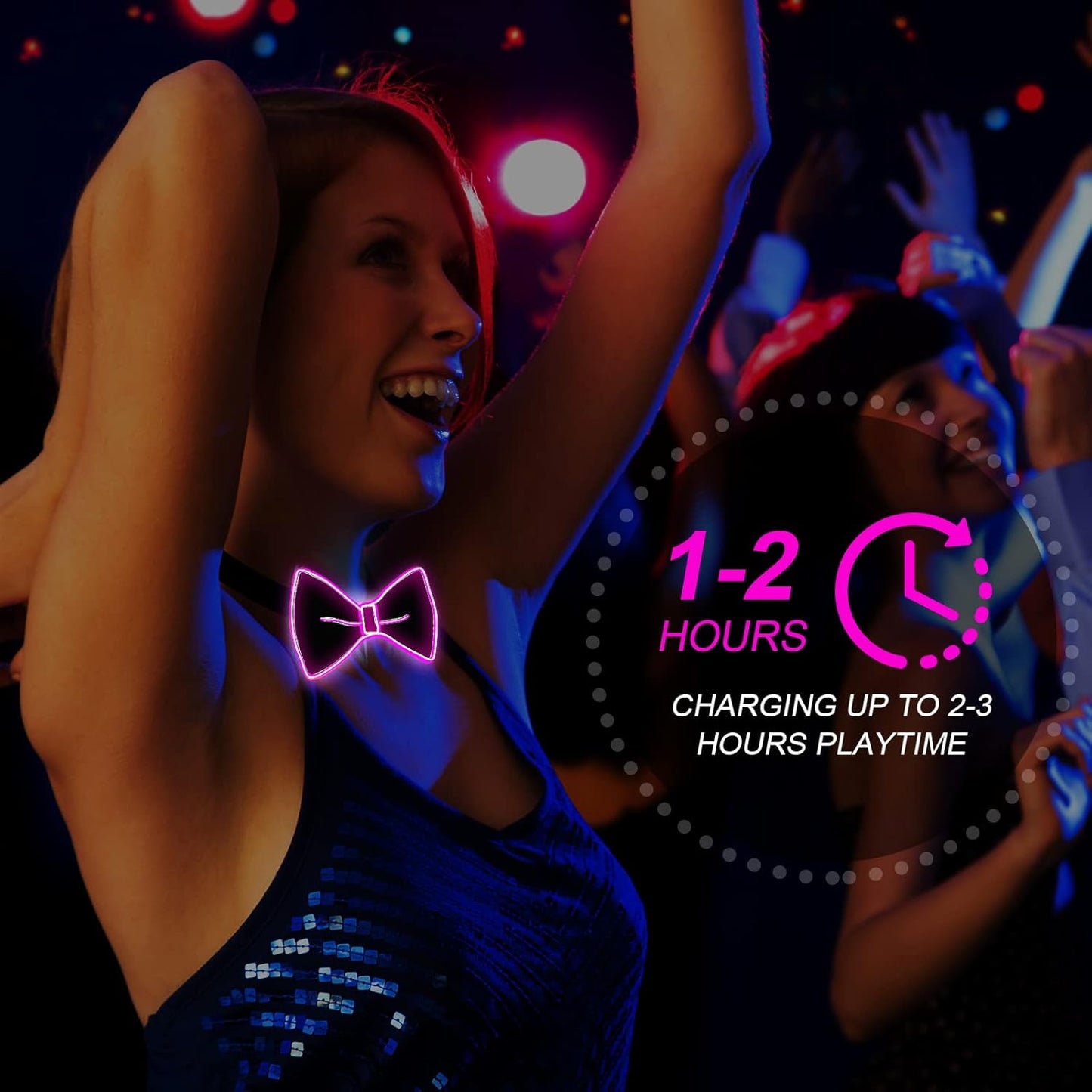 Ainiv Light Up Neckties Bowties Suspenders LED Party Supplies Glow in the Dark Adjustable for Women and Men Parties