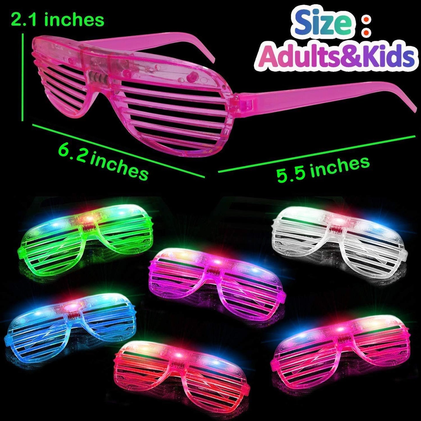 100 Pack Glow Sticks Glasses Bulk Party Pack, Light Up Glasses Bulk,Glow in the Dark Party Supplies Favors,LED Sunglasses, Concert, Neon,Birthday, Back to School, Halloween Fiesta Party Favors, Pool