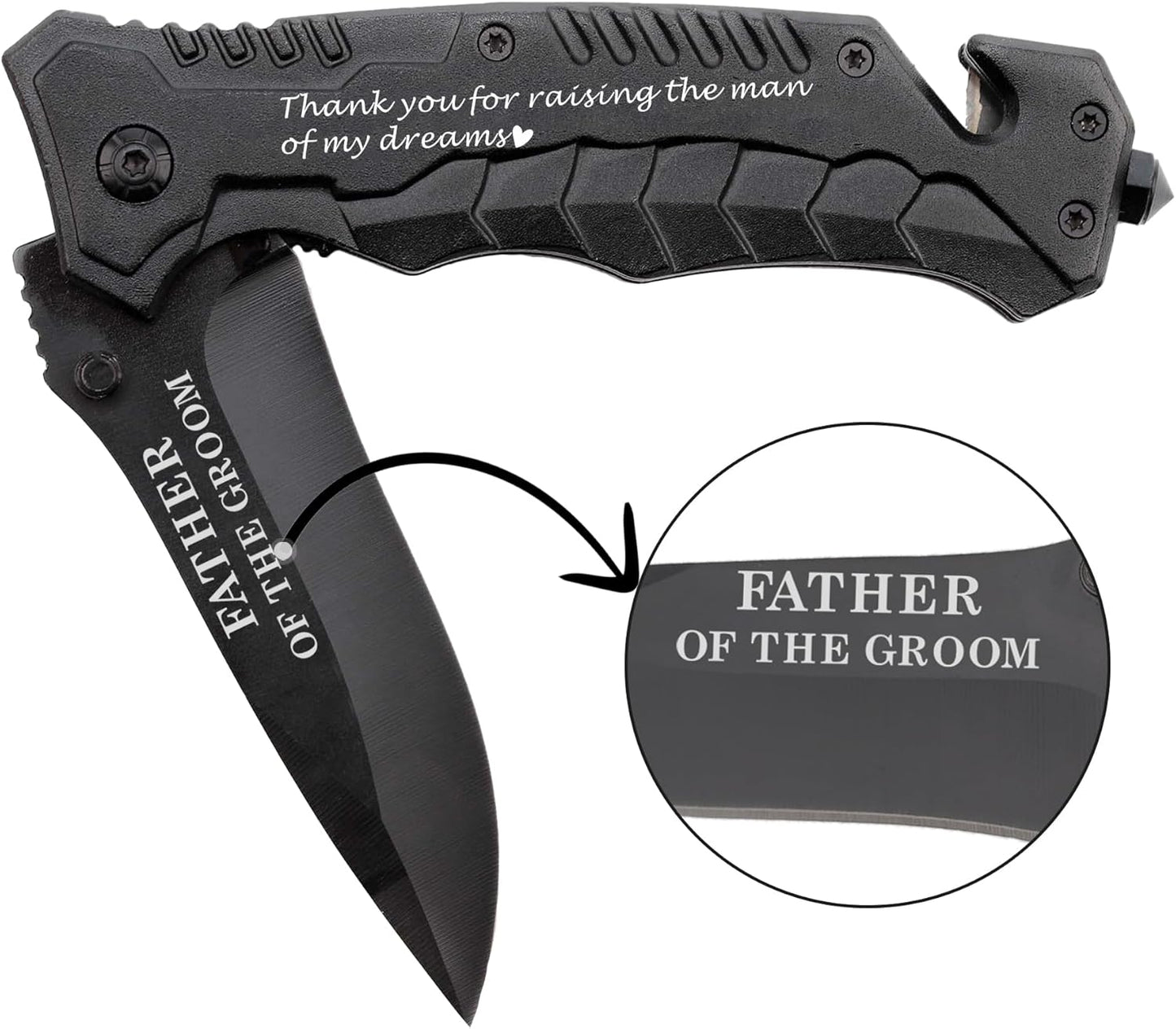 Father of the Groom Wedding Gifts from Bride - Engraved Pocket Knife - Thank You for Raising the Man of My Dreams, Gift for Father in Law from Daughter in Law, Father of Groom Gift Ideas