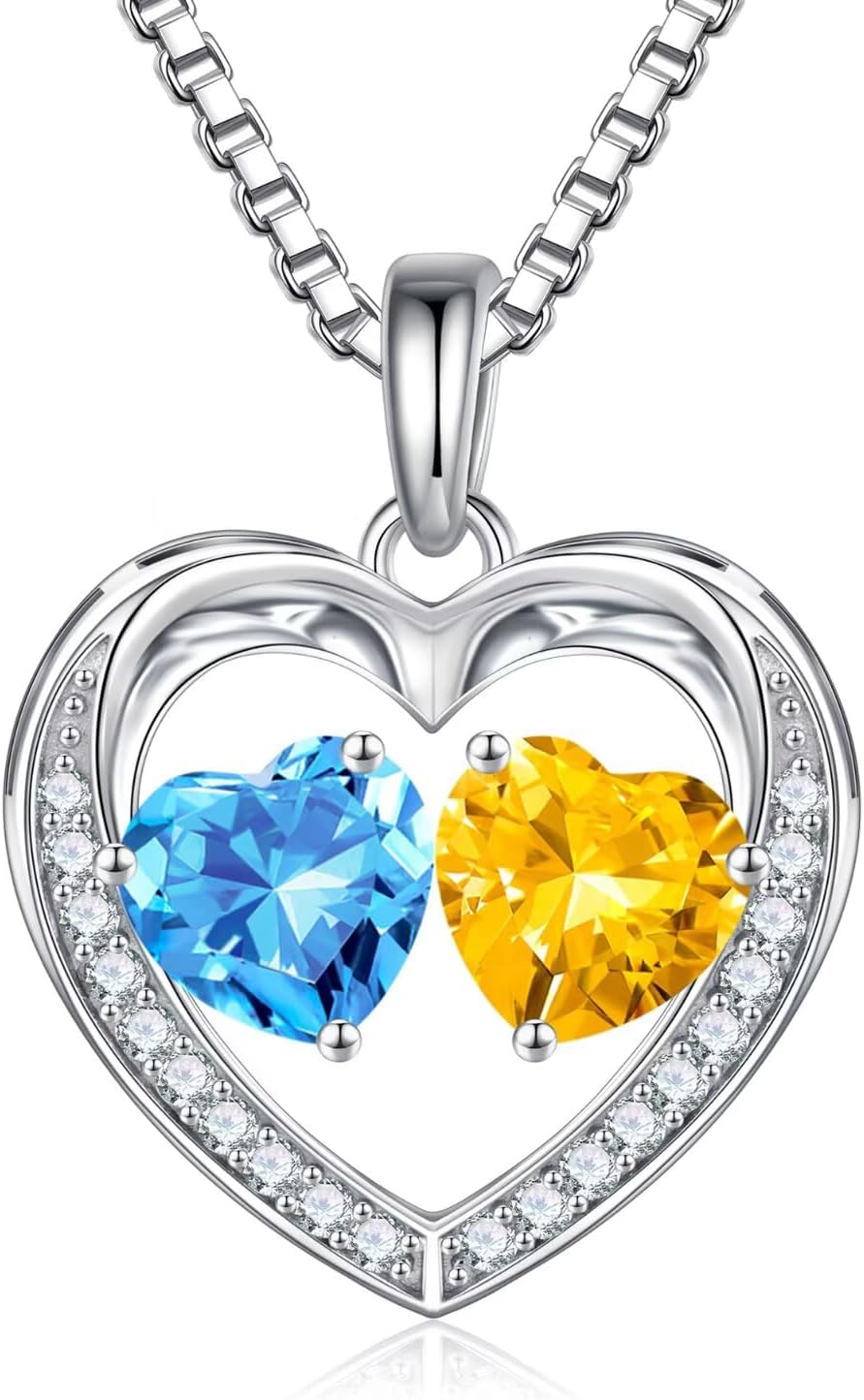 Iefil Christmas Gifts for Wife - 925 Sterling Silver Birthstone Necklace, Anniversary Birthday Gifts for Women, Stocking Stuffers for Women Wife Mom Daughter