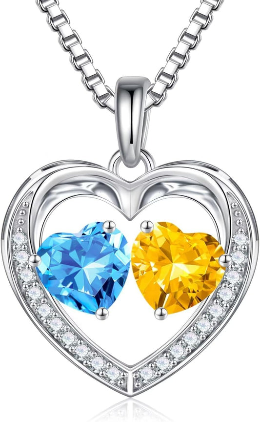 Iefil Christmas Gifts for Wife - 925 Sterling Silver Birthstone Necklace, Anniversary Birthday Gifts for Women, Stocking Stuffers for Women Wife Mom Daughter