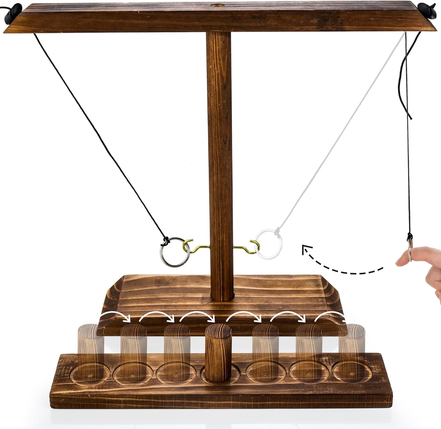 Ring Toss Game for Adults, Wooden Hook and Ring Game Handmade for Bars, Home, Party, Yard Games, Outdoor Indoor Games for All Ages, Large Size 16" X 13"