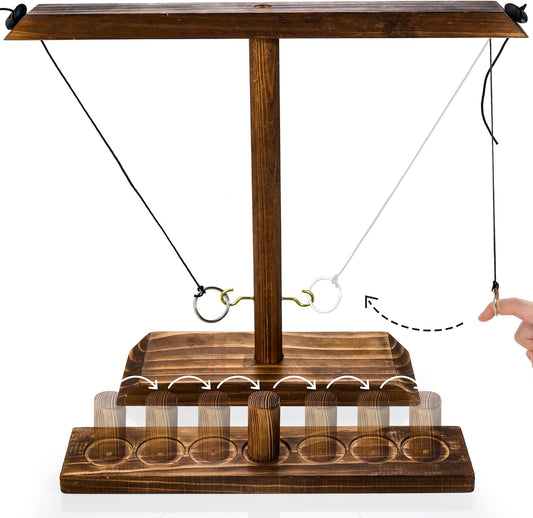 Ring Toss Game for Adults, Wooden Hook and Ring Game Handmade for Bars, Home, Party, Yard Games, Outdoor Indoor Games for All Ages, Large Size 16" X 13"