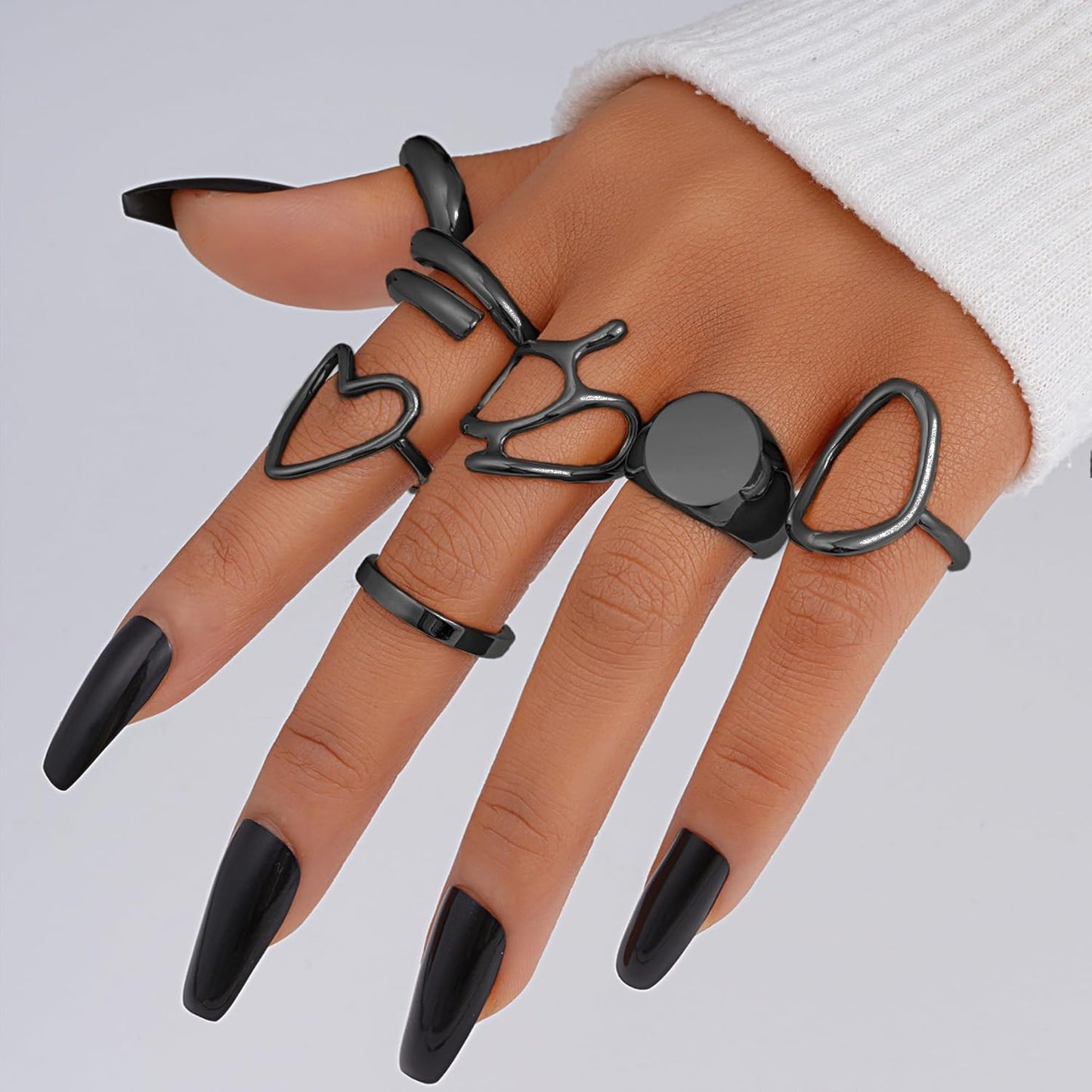 FAXHION 12PCS Gold Stackable Rings Set for Women, 18K Gold Plated Open Stacking Knuckle Ring, Adjustable Chunky Signet Band Statement Ring for Gift