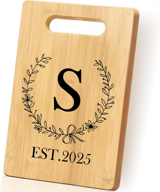 Personalized Cutting Board, Monogrammed Wedding Gift for Couple Newlywed 2025, Initial Birthday Gifts for Women, Gift for Bridal Shower Wedding Shower Engagement Anniversary Housewarming(Letter-S)