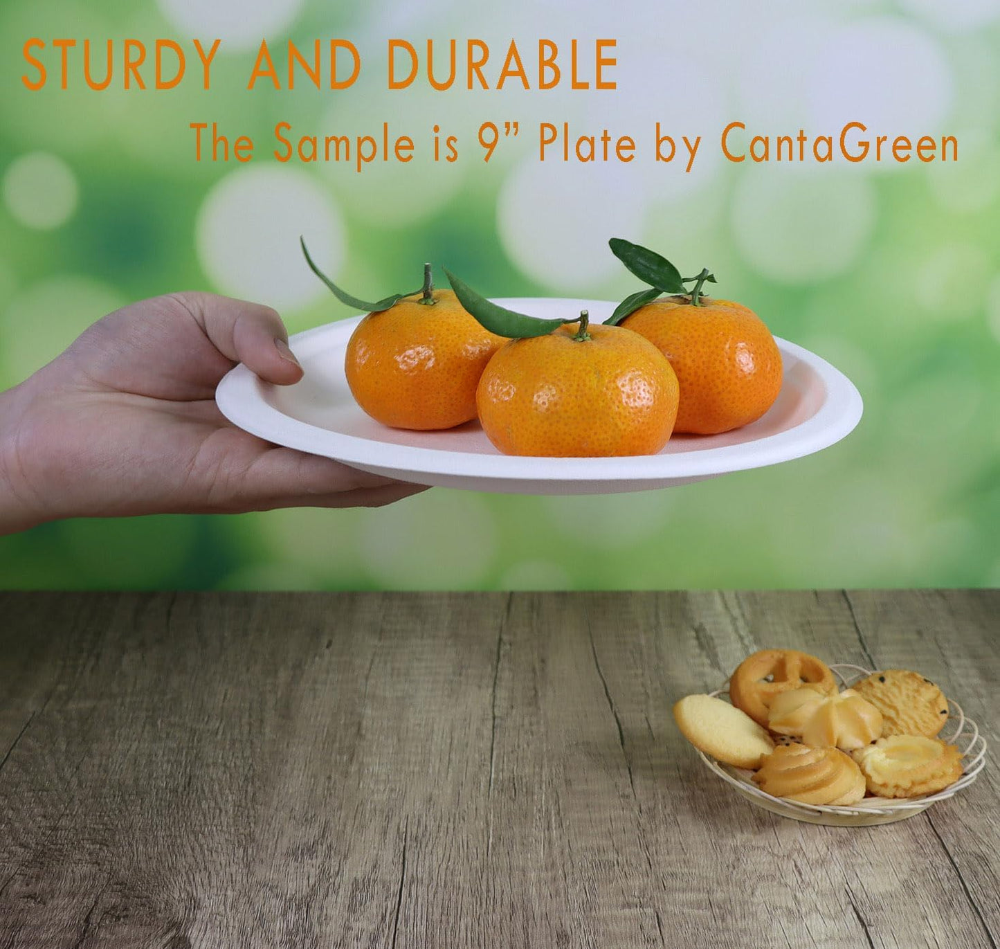 200 Count 6 Inch Small Heavy Duty Compostable Dessert Plates, Biodegradable Bagasse and Bamboo Fiber Paper Plate
