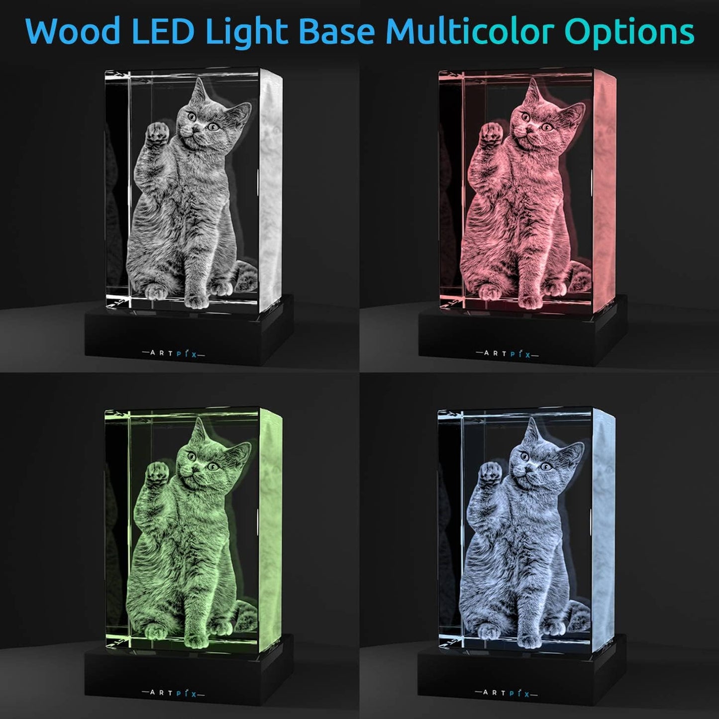 ArtPix 3D Crystal Photo, Christmas Personalized Gifts for Women, Wife, Her, Him, Men, Husband, Grandma, Great Xmas Customized Gift With Your Own Photo, Custom Glass 3D Laser Etched Picture Wedding