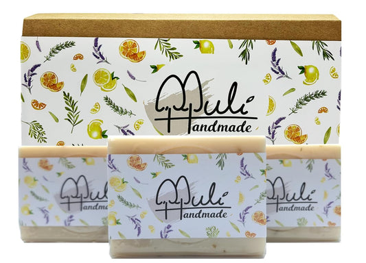 Natural Handemade Bar Soap for Men and Women with Essential oils, Scented Bar Soaps for Bath, Fragrance Regular Use Gift Set (Pack of 3) Calendula