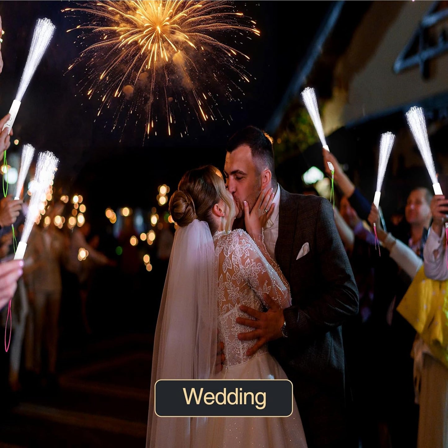 25Pcs White Fiber Optic Wands, Led Cold Sparklers Wedding Send Off Ideas, 3 Flashing Modes Wedding Glow Sticks for Reception, Light up Wands, Fiber Optic Lights for Party Favor