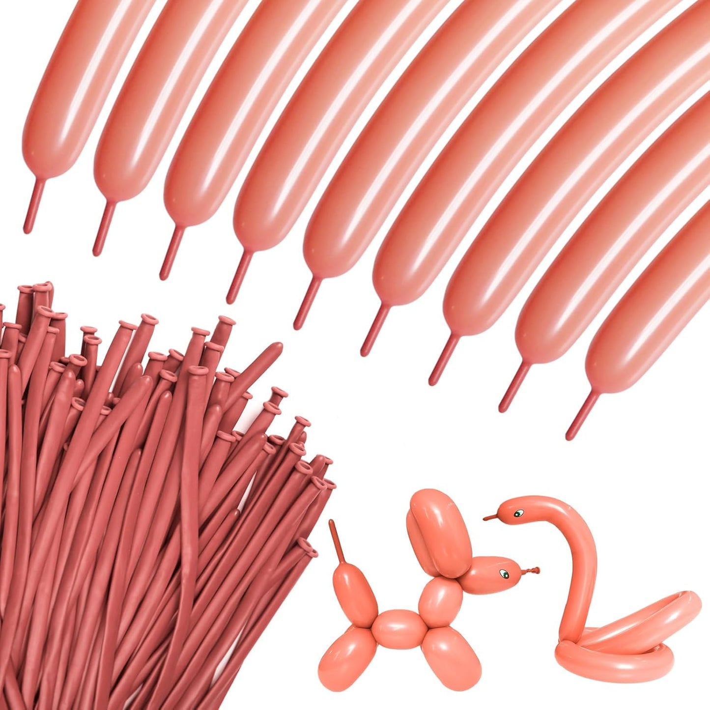 100Pcs Retro Bean Paste 260 balloons, Thickening Latex Bean Paste 260q Balloons for Animal Model, Long Twisting Balloons for Halloween Xmas Presents, Animal Shape Weddings, Birthdays Clowns.