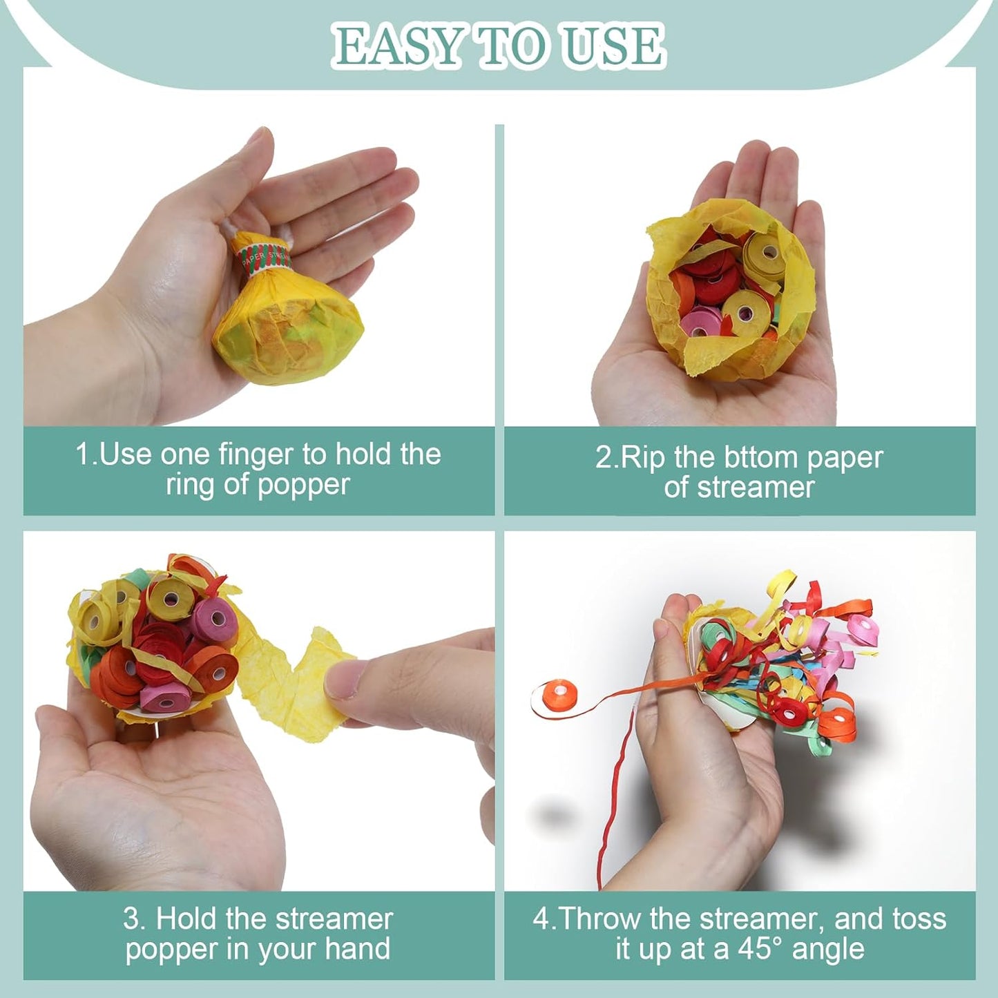 12 pcs Confetti Popper Hand Throw Streamers, No Mess Colorful Streamer Poppers, for Baby Shower, Party Celebrations, Wedding, Birthday (Purple)