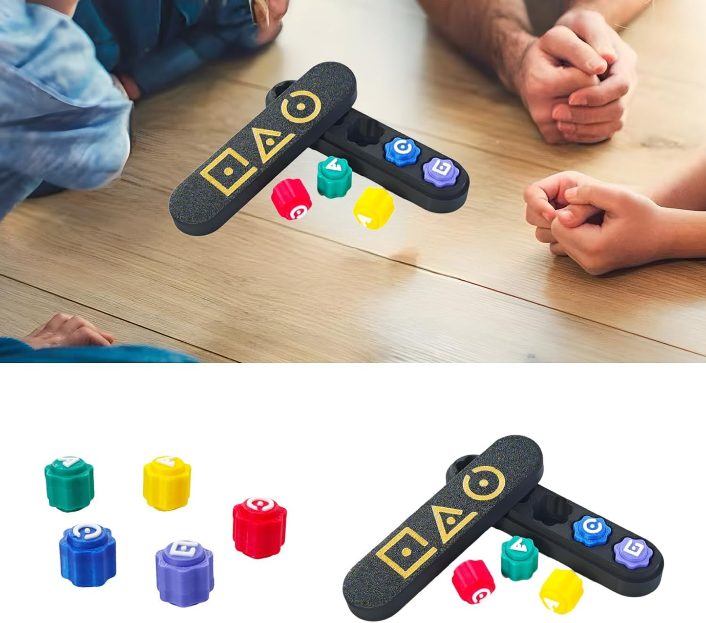 Gonggi Korean Game Stone Set,Traditional Korean Tossing Stone Game, Korean Gonggi Jack Stone Pebbles Set (BlackBase, 5Stone+1LongBase)