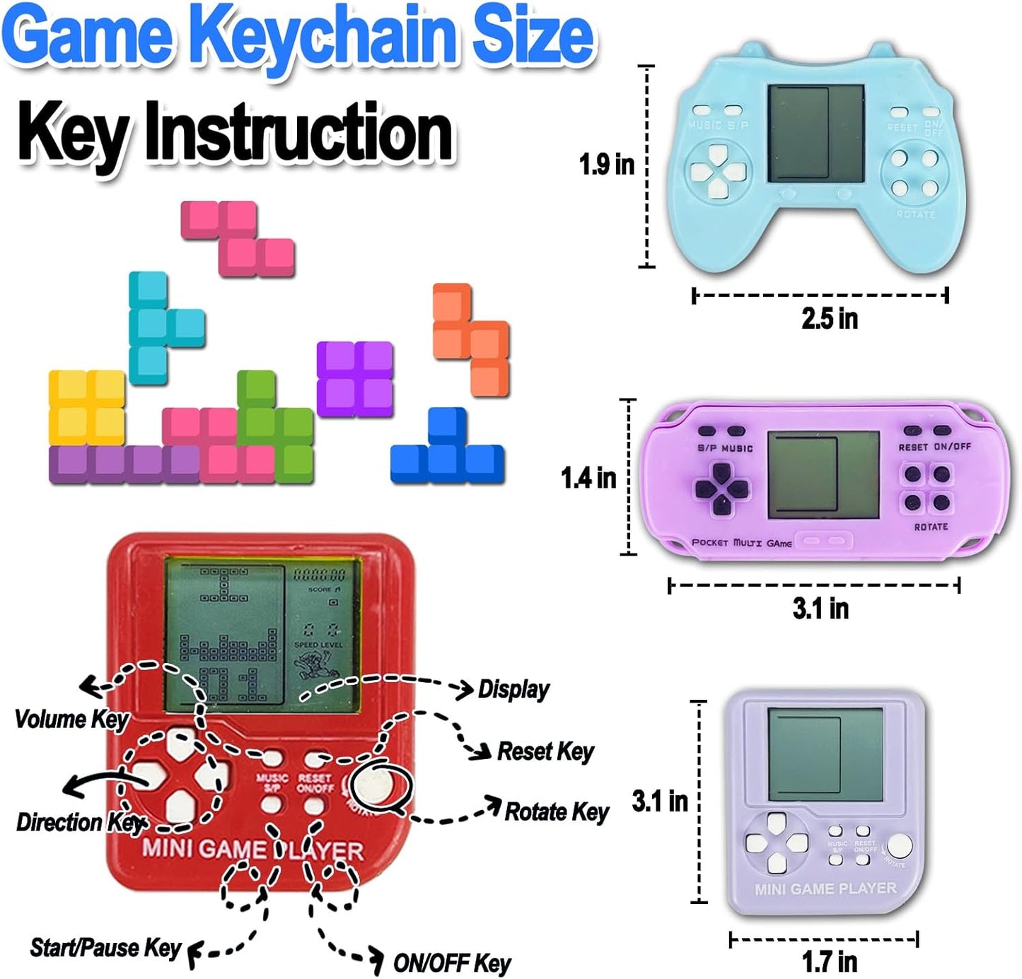 12 Pcs Video Game Party Favors, Mini Video Games Keychain, Gamer Birthday Party Decorations, Gamer Party Favors for Kids 8-12, Classroom Prizes, Goodies Bags Stuffer, Backpack-Macaron color