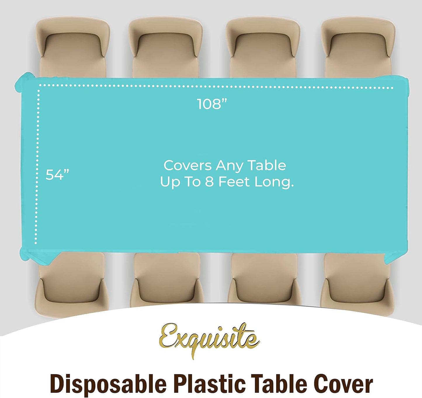 Exquisite 66% Thicker Premium Plastic Table Cloth Rectangle Table Cover 0.5 Mil 6 Pack Aqua Table Cloth 54 Inch x 108 Inch Disposable Tablecloth Won't Tear Easily Like Cheap Thin Brands