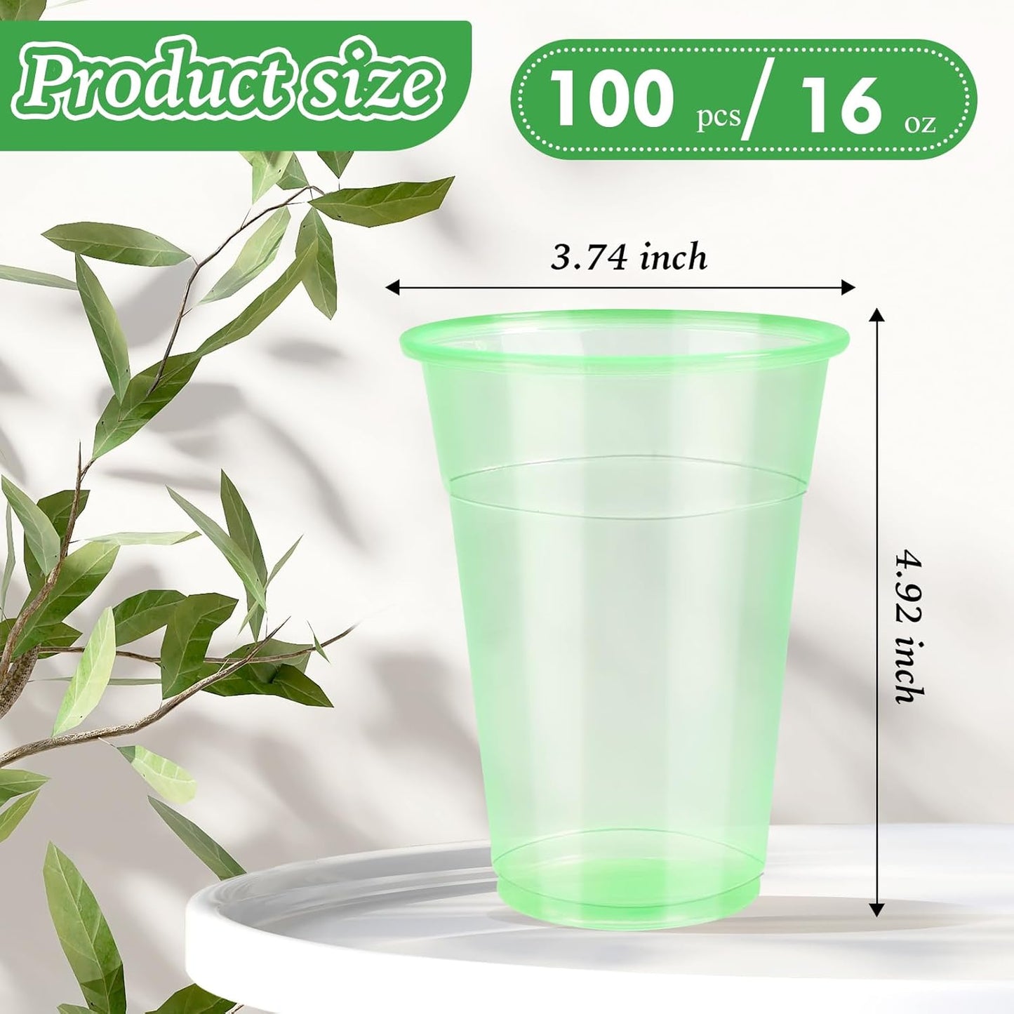 WYTAOHZL 100 Pack 16 Oz Neon Plastic Cups Glowing Plastic Neon Cups for Party Disposable Cup for Wedding Birthday and Party