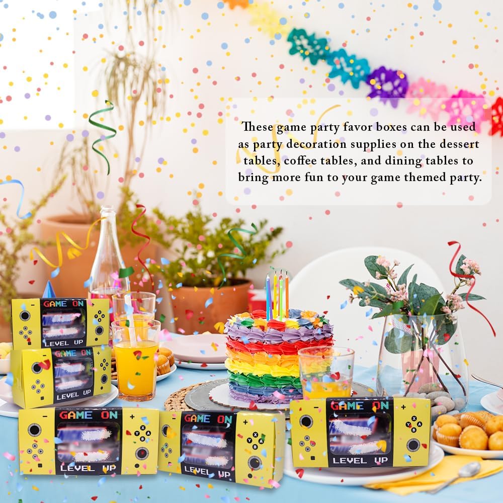 Shescrzionu Video Game Party Favors Boxes 12 PCS-Perfect Gamer Favor Boxes with Window, Game On Birthday Decorations Video Game Birthday Decorations,Game Bags,Video Game Gifts Aa15