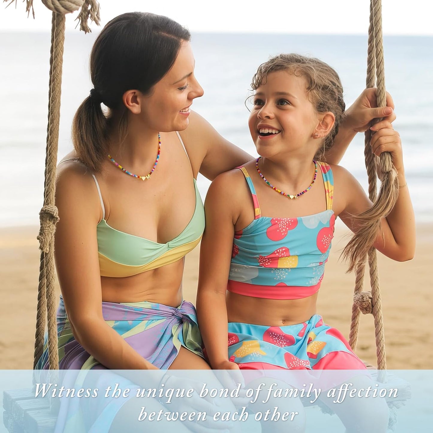 Turandoss Colorful Beaded Initial Necklaces for Women Girls, 14K-Gold-Plated Heart Letter A-Z Pendant Dainty Summer Jewelry Personalized Birthday Gifts for Teen Girls