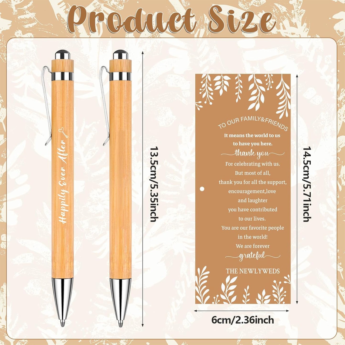 50 Sets Wedding Party Favors for Guests Bulk-50 Bridal Shower Gifts Bamboo Ballpoint Pens 50 Wedding Thank You Cards with Hemp Rope Recuerdos Para Boda Keepsakes Souvenirs