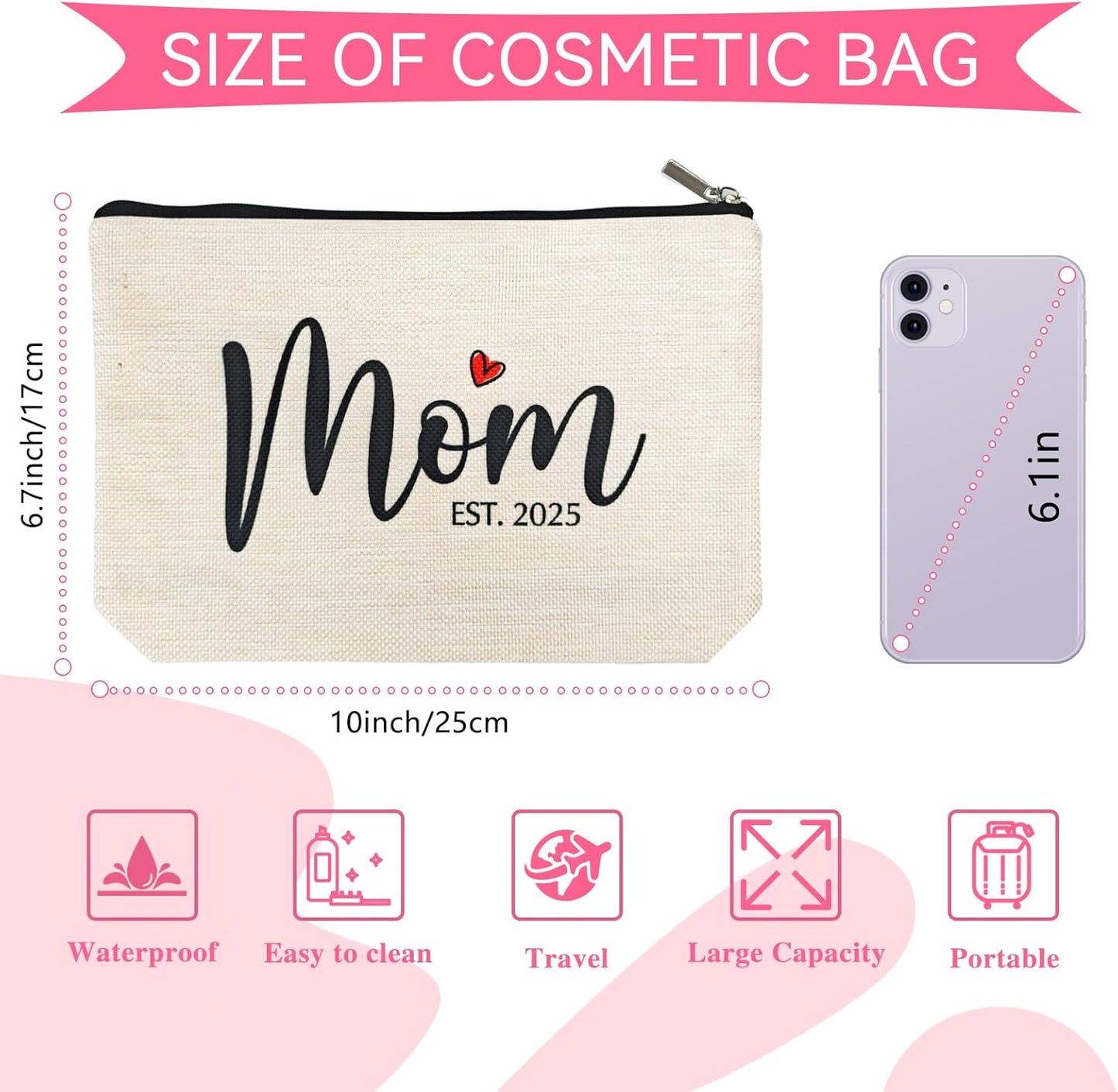 DJOLY Mothers Day Birthday Gifts for Mom Women, Best New Mom Gifts for Birthday from Daughters Mama Bag, Mom To Be Gift, Pregnancy Gifts for Expecting Mom Essentials Mommy Makeup Bag, Cosmetic Pouch