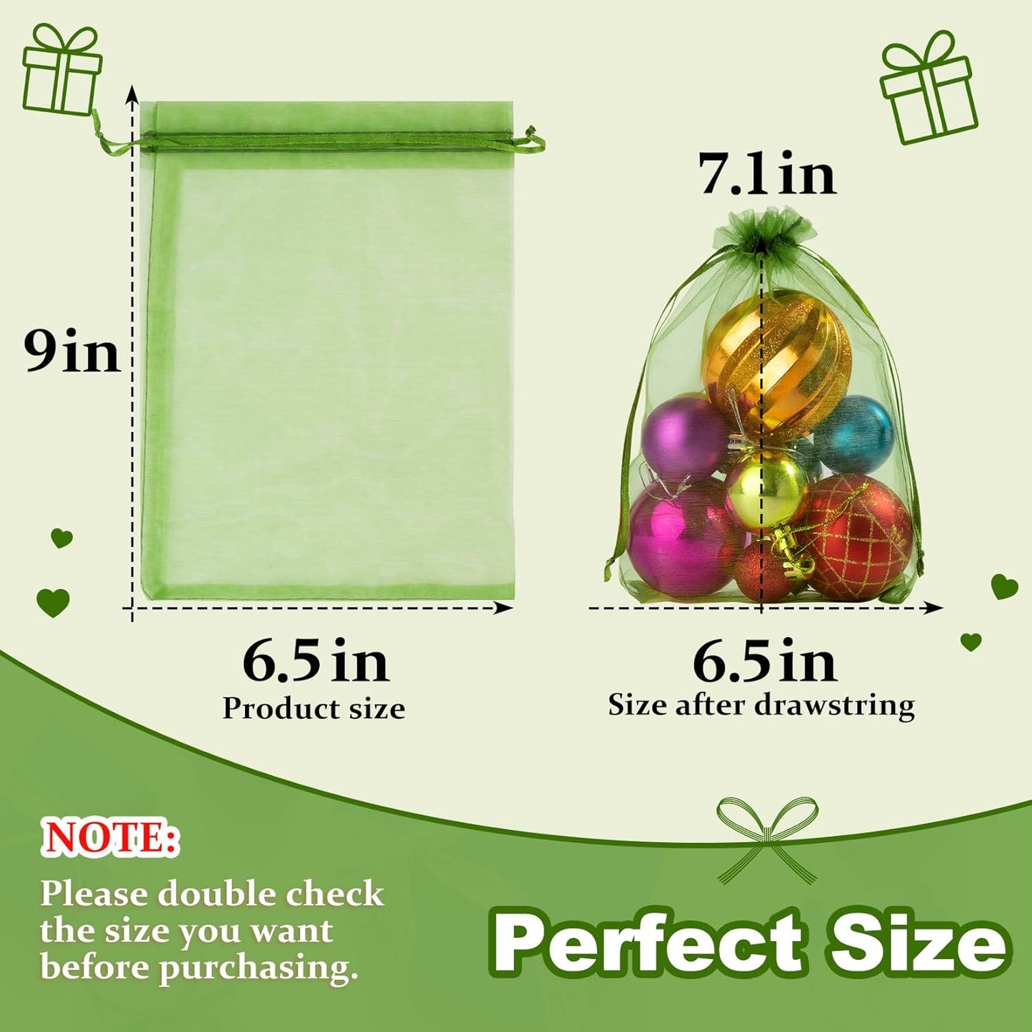 Crweety 50 Pcs 6x9 Inch Green Organza Bags, Small Mesh Bags Drawstring for Gifts, Elegant Jewelry Pouches for Wedding Favor, Spring Party Favor & Christmas St. Patrick's Day Decor
