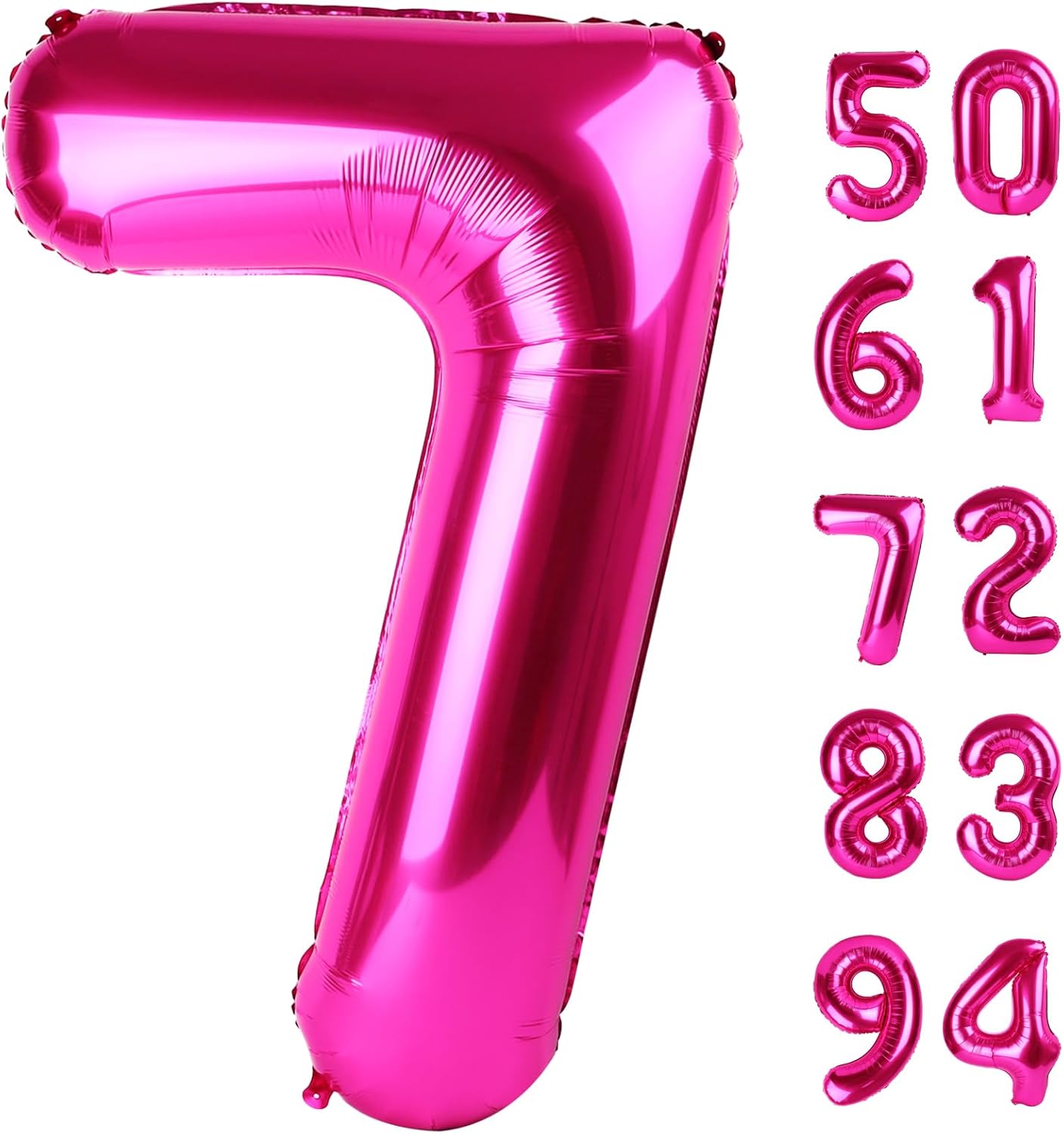 Hot Pink 7 Balloon, Number Balloons 40 Inch, 7th Birthday Decorations for Girls Kids, Party Decoration for Women, Number 7 Balloon