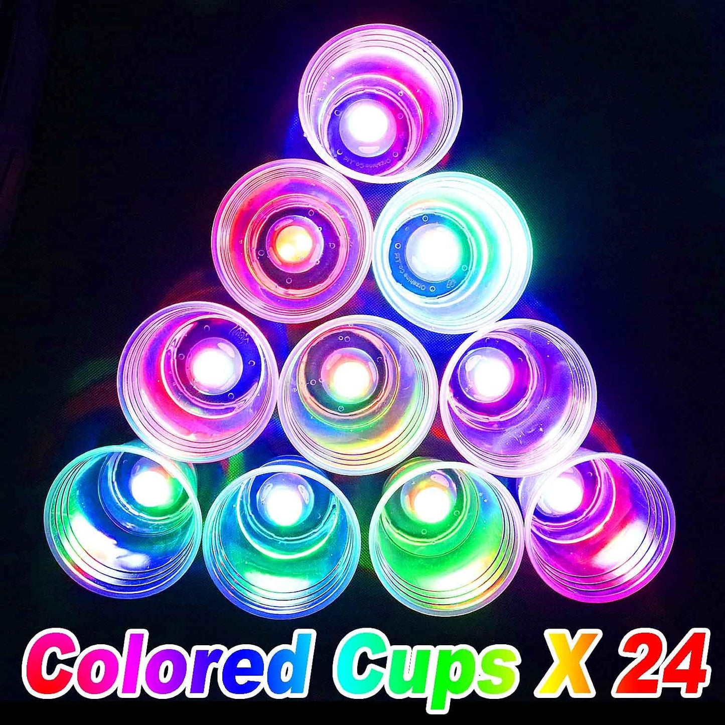 16oz Glowing Party Cups for Indoor Outdoor Party Event Fun, Pack with Flashing color Bright Glow-In-The-Dark Colors for House Parties Birthdays Concerts Weddings BBQ Beach DJ Holidays