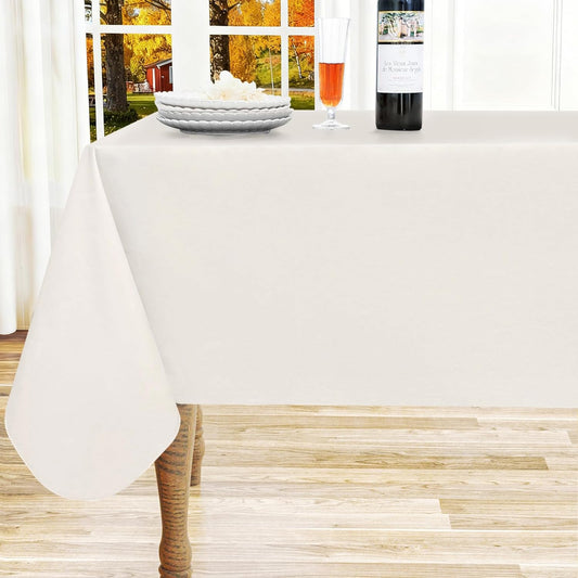 homing Square Vinyl Tablecloth, Waterproof Spillproof Plastic Flannel Backed Table Cloth, Wipe Clean Table Cover for Dining, Buffet Parties and Camping (Beige, 54" x 54")