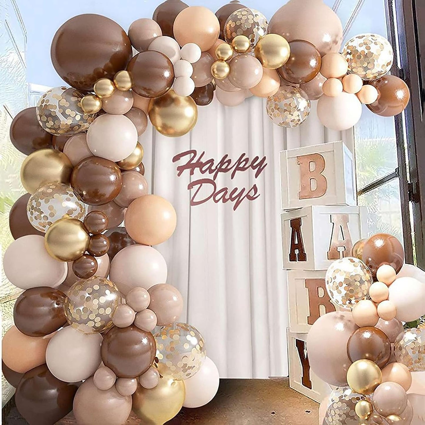 KALOR 12 Inch Retro Brown Balloons, 50 Pcs Latex Helium Balloons for Kid's Birthday Party, Baby Shower, Wedding, Graduate Party Decorations