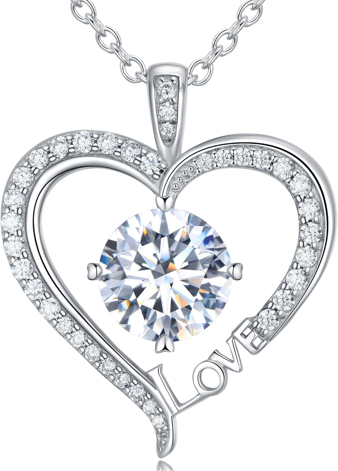 Moissanite Heart Necklaces for Women, Gifts for Wife, 1-3 Carat Moissanite 925 Sterling Silver Love Jewelry, Birthday Wedding Anniversary Christmas Engagements Gifts for Wife Women Her Girlfriend Mom
