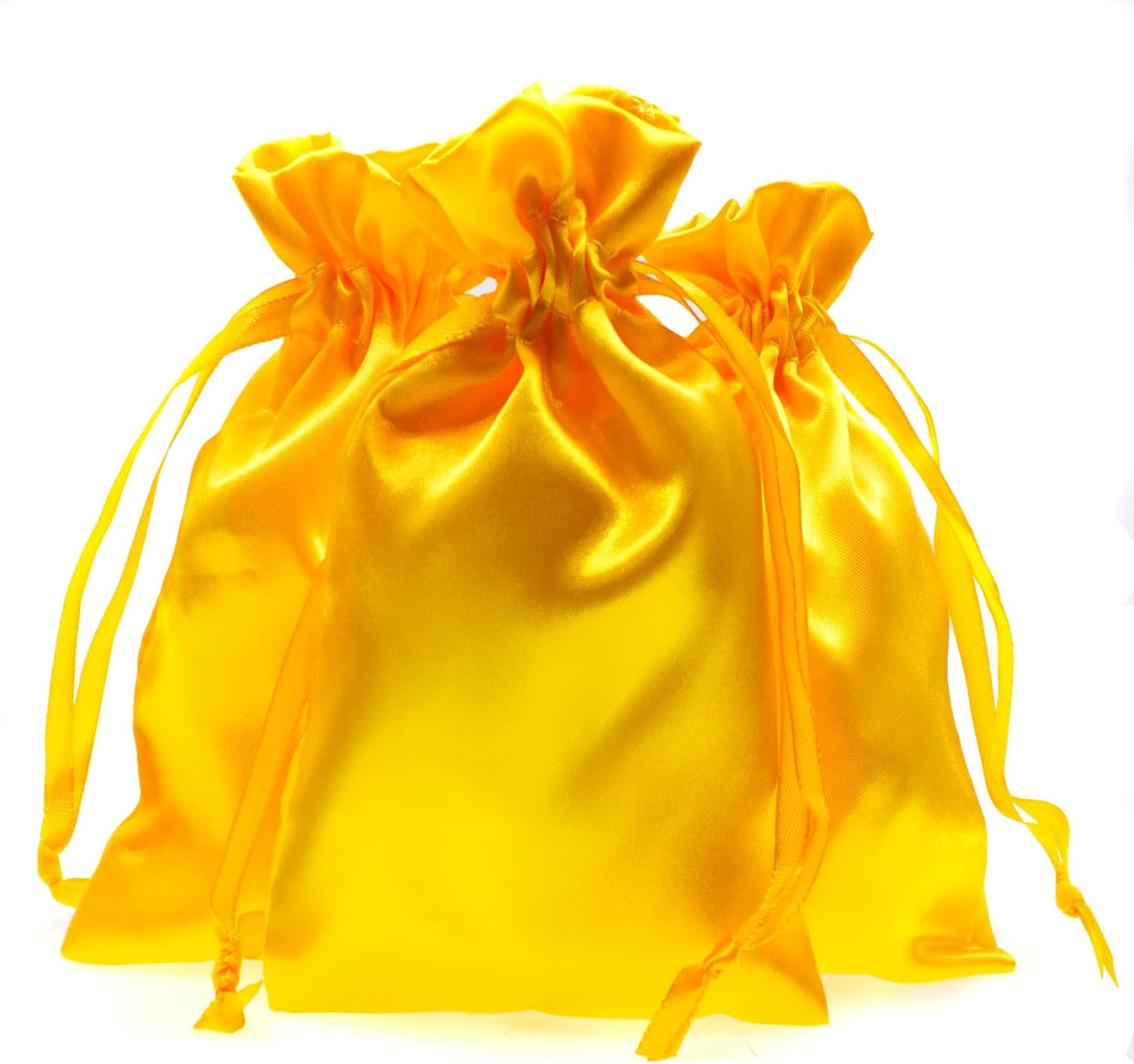 Knitial 5" x 8" Golden Yellow Satin Gift Bags, Jewelry, Wedding Favor Silky Drawstring Bags Baby Shower Christmas 50 Count