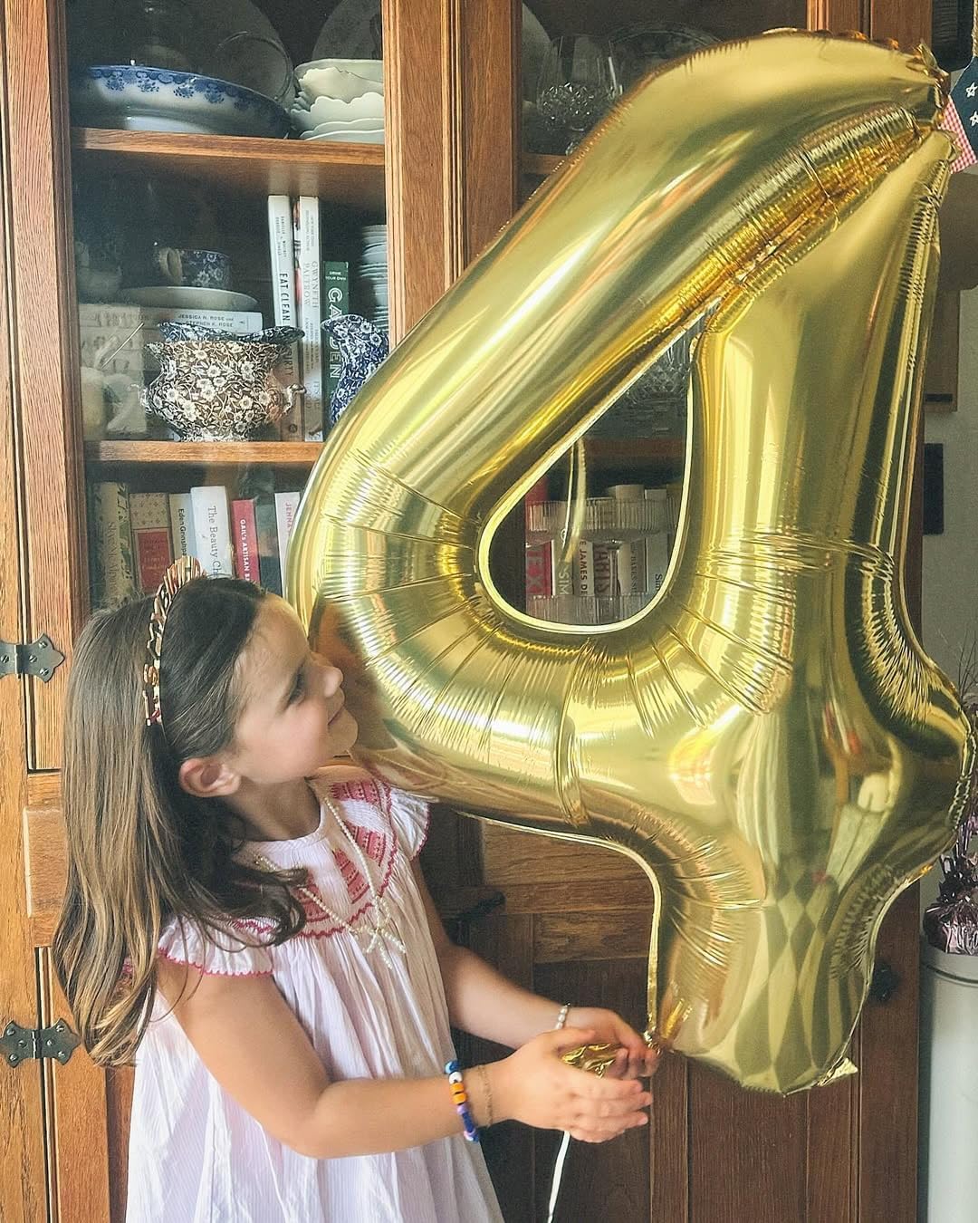 Champagne Gold 4 Balloon, Number Balloons 40 Inch, Light Gold 4th Birthday Decorations for Girls Four Large Numbers for Party Decor, Number 4 Balloon