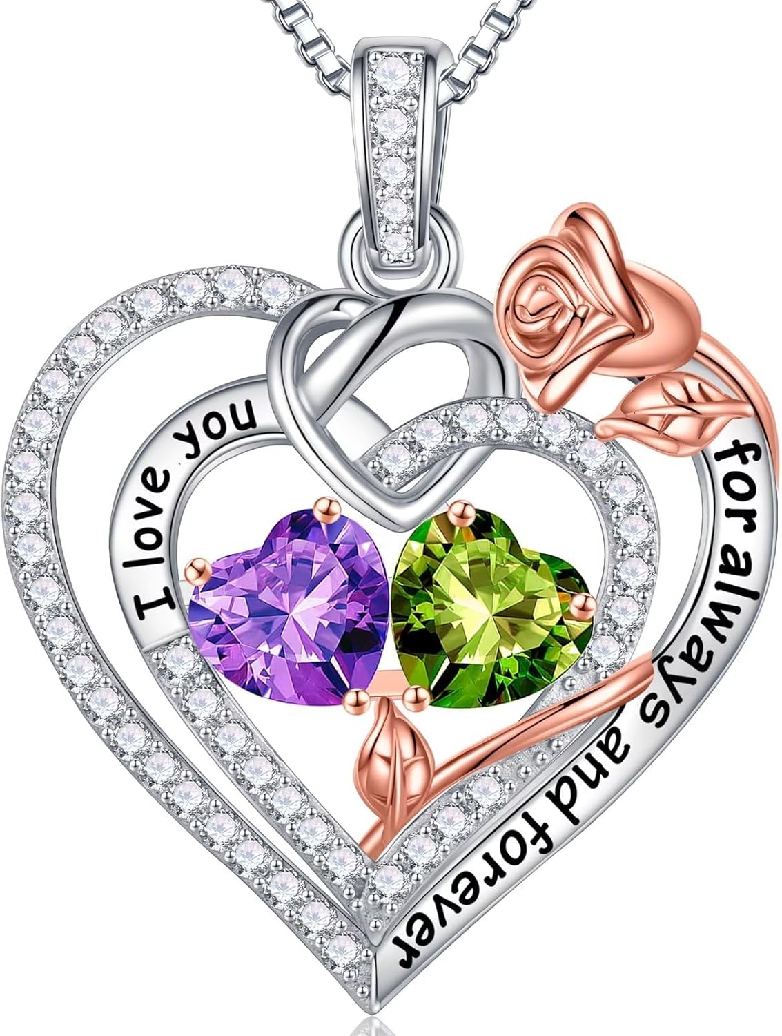 Iefil Christmas Gifts for Wife Women - 925 Sterling Silver Double Birthstone Necklace, Anniversary Birthday Gifts for Women, Jewelry Gift for Wife Girlfriend Mom Her