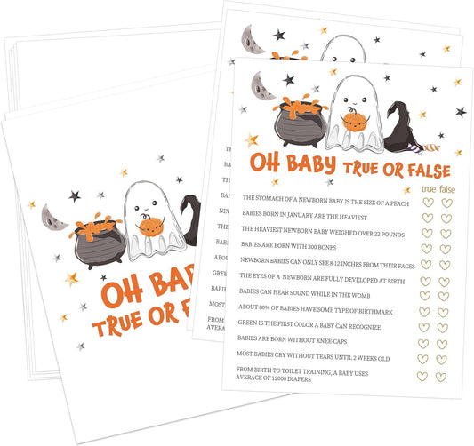 True Or False Halloween Baby Shower Game, 30 Halloween Gender Reveal Games for Guests (Included Answer Card) 5x7 inch, Perfect for Neutral Gender Reveal Decorations Party Favors Supplies