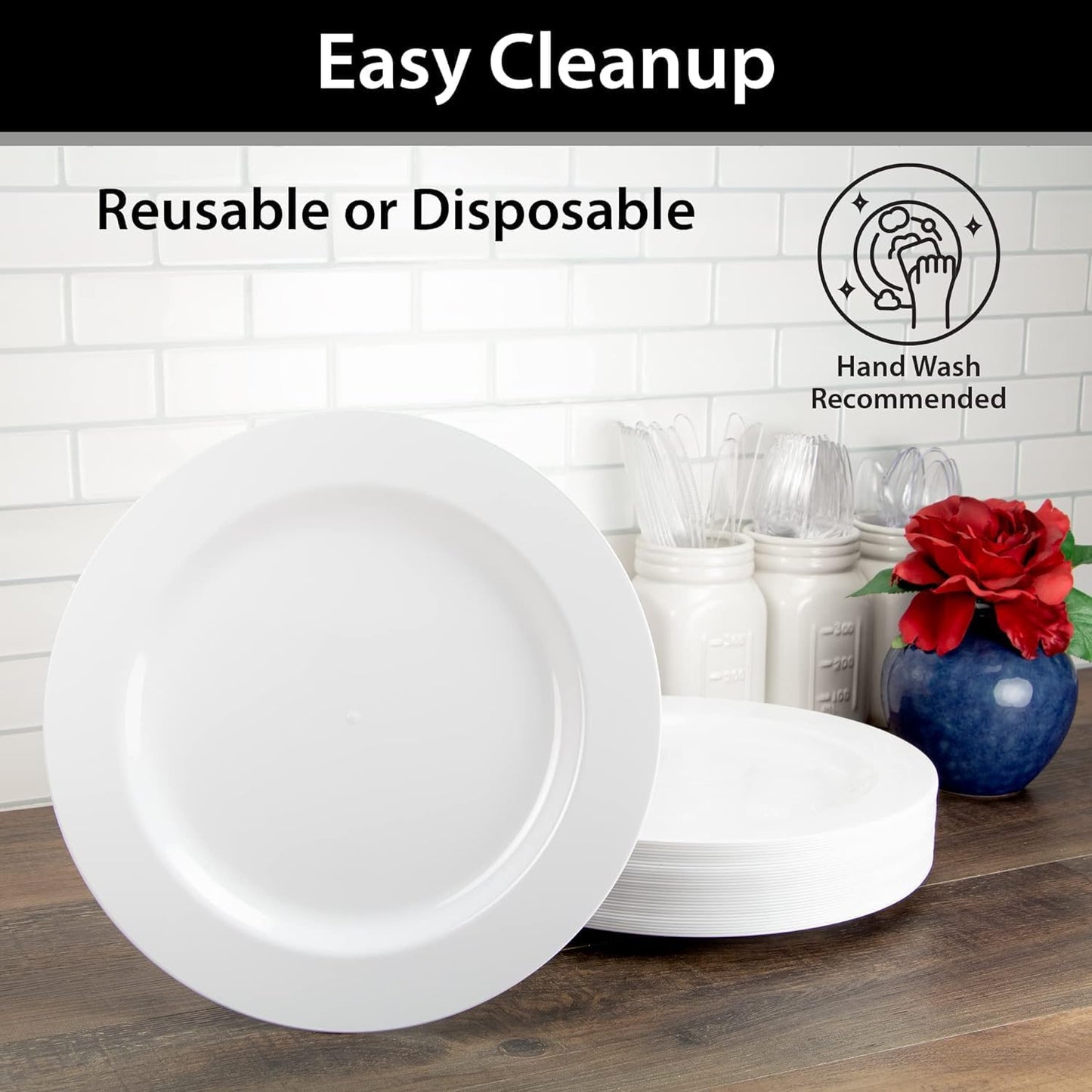 Lillian Tablesettings Premium Quality Heavyweight Plastic Plates China Like. Wedding and Party Dinnerware Plastic Plates 7.5 inch, White/Pearl-Value Pack 40 Count