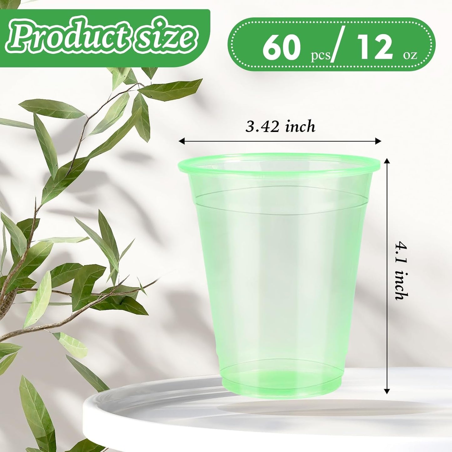 WYTAOHZL 60 Pack 12 Oz Neon Plastic Cups Glowing Plastic Neon Cups for Party Disposable Cup for Wedding Birthday and Party