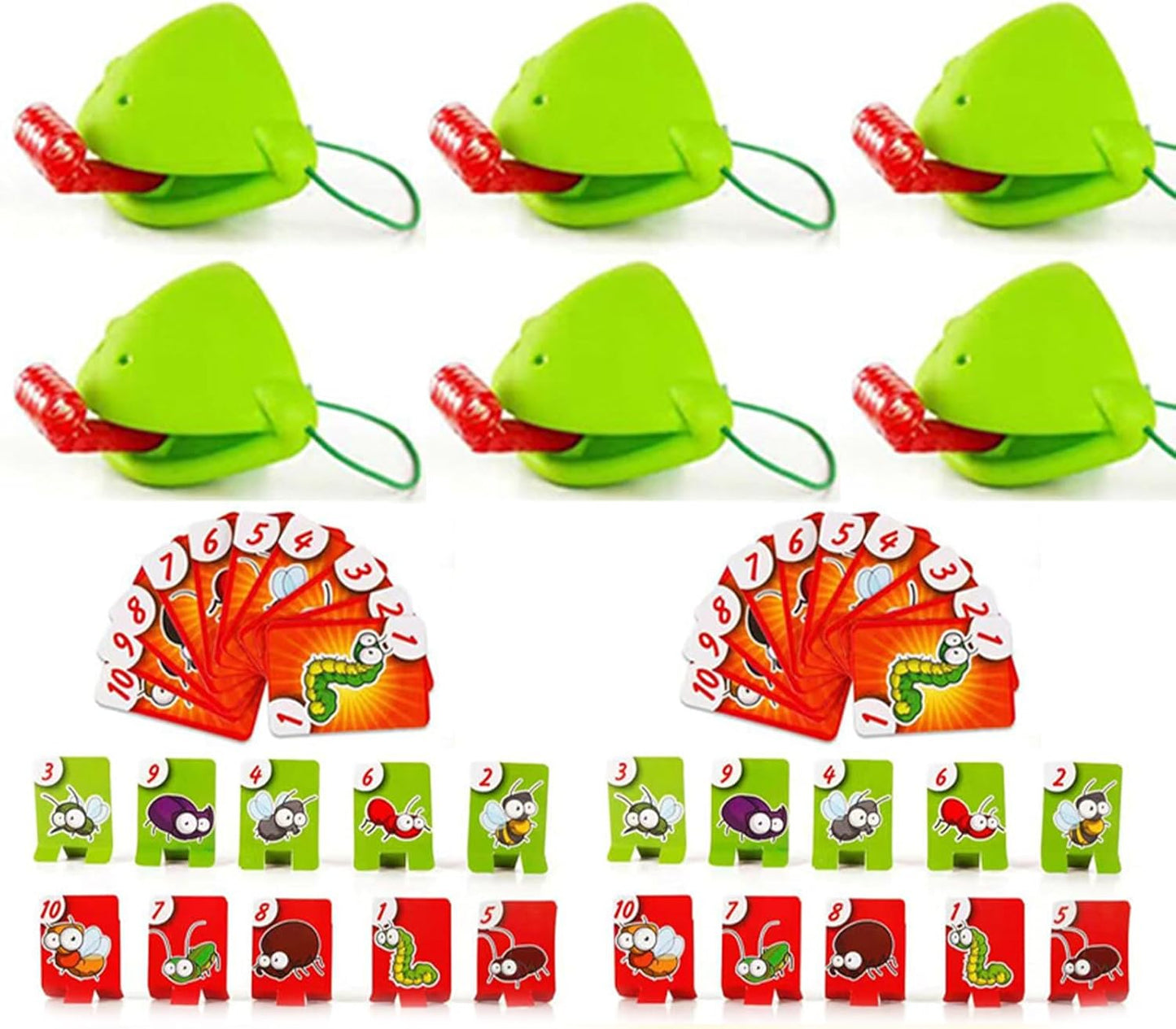 Chameleon Tongue Game for Kids, Frog Tongue Game with Blowing air, Lizard Party Blower Masks Insect Cardboard Included (6pc)