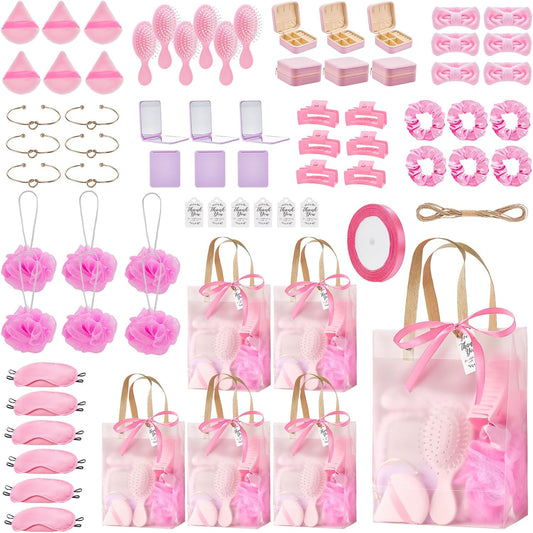 74Pcs Baby Shower Prizes for Game Winners Baby Shower Favors Gifts including Headband Hair Brush Jewelry Box with Gift Bag for Baby Shower Game Prizes Wedding Bridal Shower Favors (Pink)