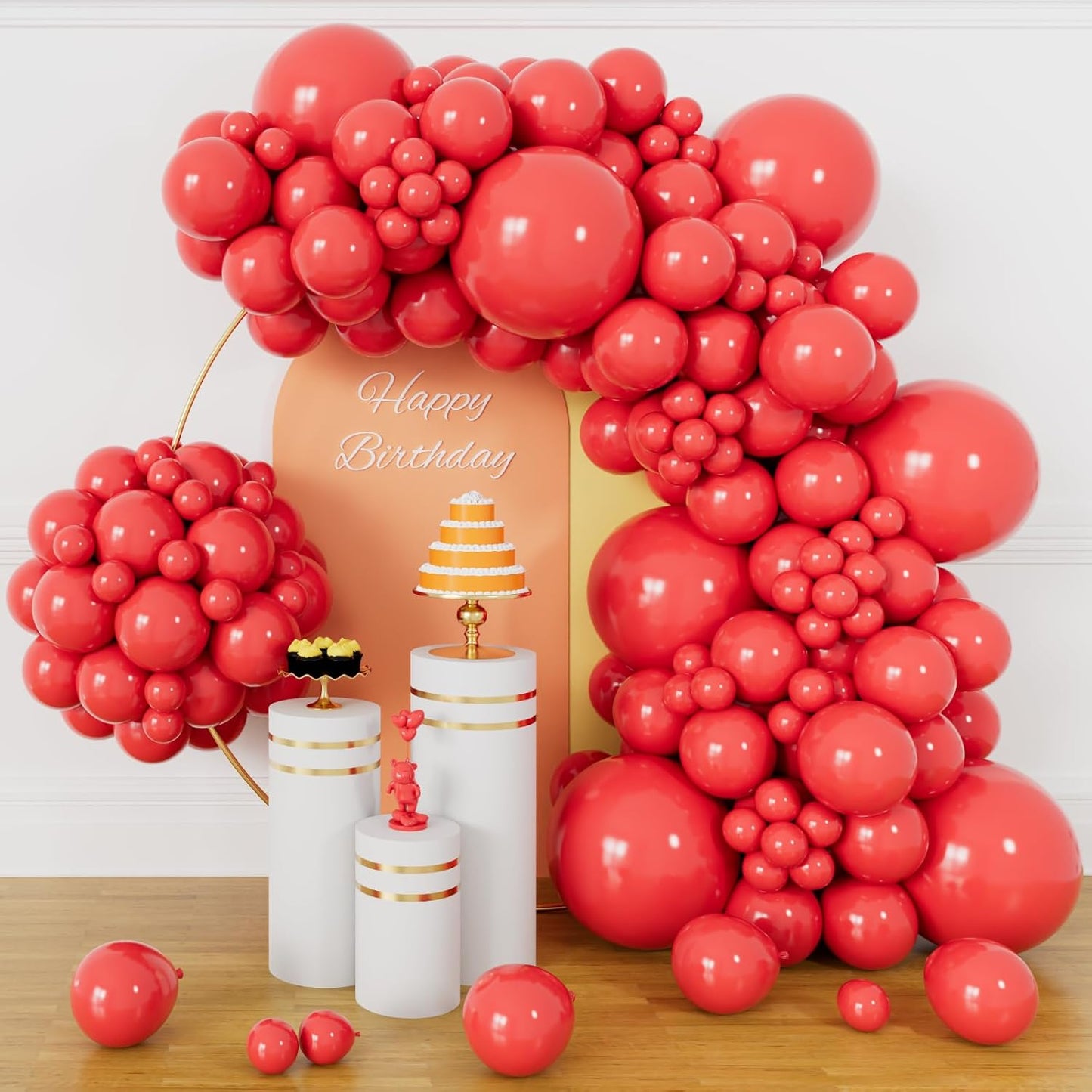 134Pcs Coral Red Balloons Different Sizes 5 10 12 18 Inch Coral red Balloon Latex Balloon for Birthday Wedding Baby Shower. (Vintage coral red)