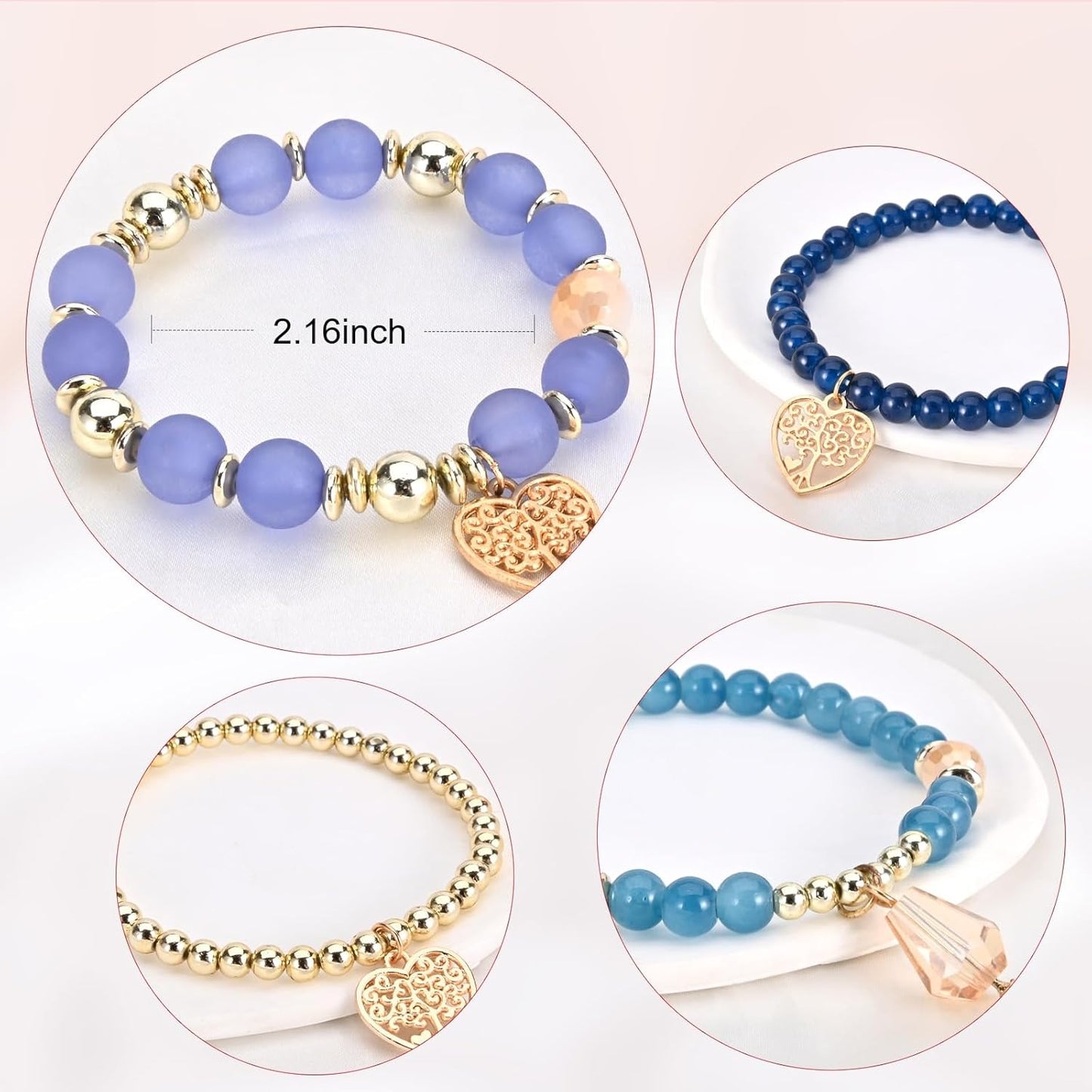 Bohemian Bracelet Sets for Women - 6 Sets Stackable Stretch Bracelets Multi-color Boho Jewelry for Women Hippie Bracelets Dainty Jewelry