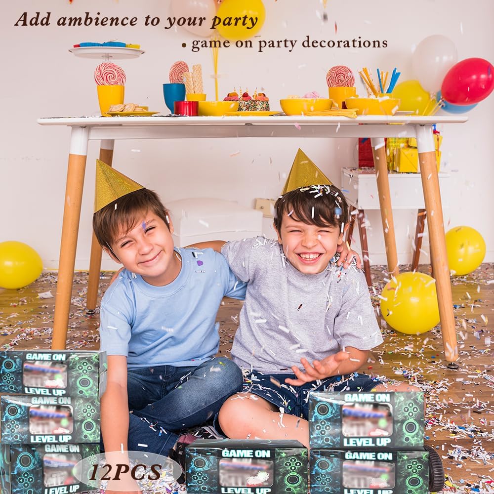 Shescrzionu Video Game Party Favors Boxes 12 PCS-Perfect Gamer Decors Party Favor Boxes with Window, Birthday Decorations Video Game Birthday Decorations Bags Gifts Aa10