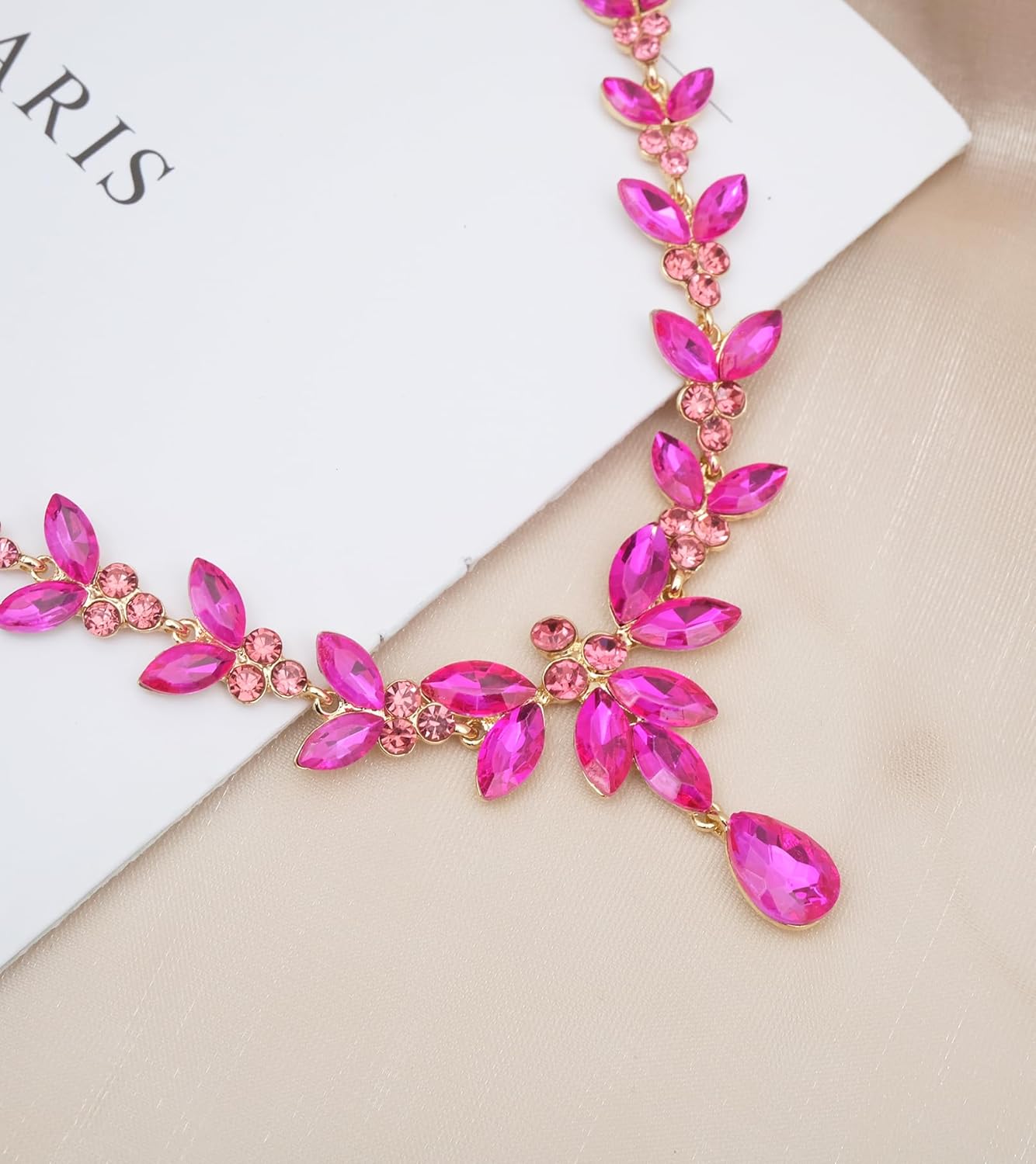 CSY 4 Pcs Elegant Bridal Jewelry Sets Austrian Marquise Crystal Wedding Necklace Dangle Earrings Tennis Bracelet Ring Set for Bride Women Costume Accessories