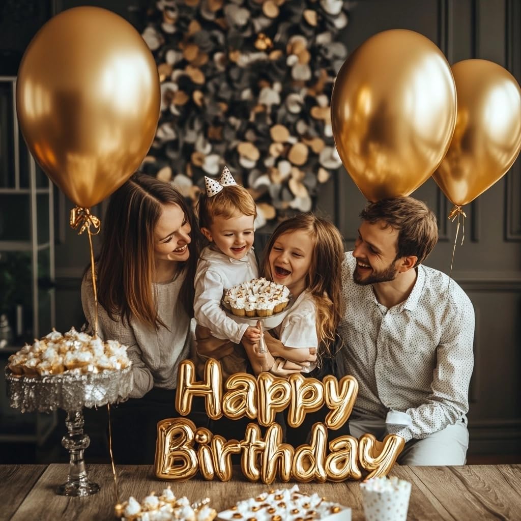 Gold Balloon Arch Kit, 125 Pcs Gold Balloons Different Sizes 18 Inch 12 Inch 10 Inch 5 Inch Metallic Gold Balloons Garland for Birthday Baby Shower Wedding Graduation Party Decoration